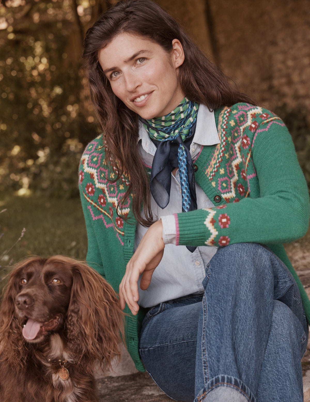 Edie Fair-Isle-Strickjacke-Grün Fair-Isle-6