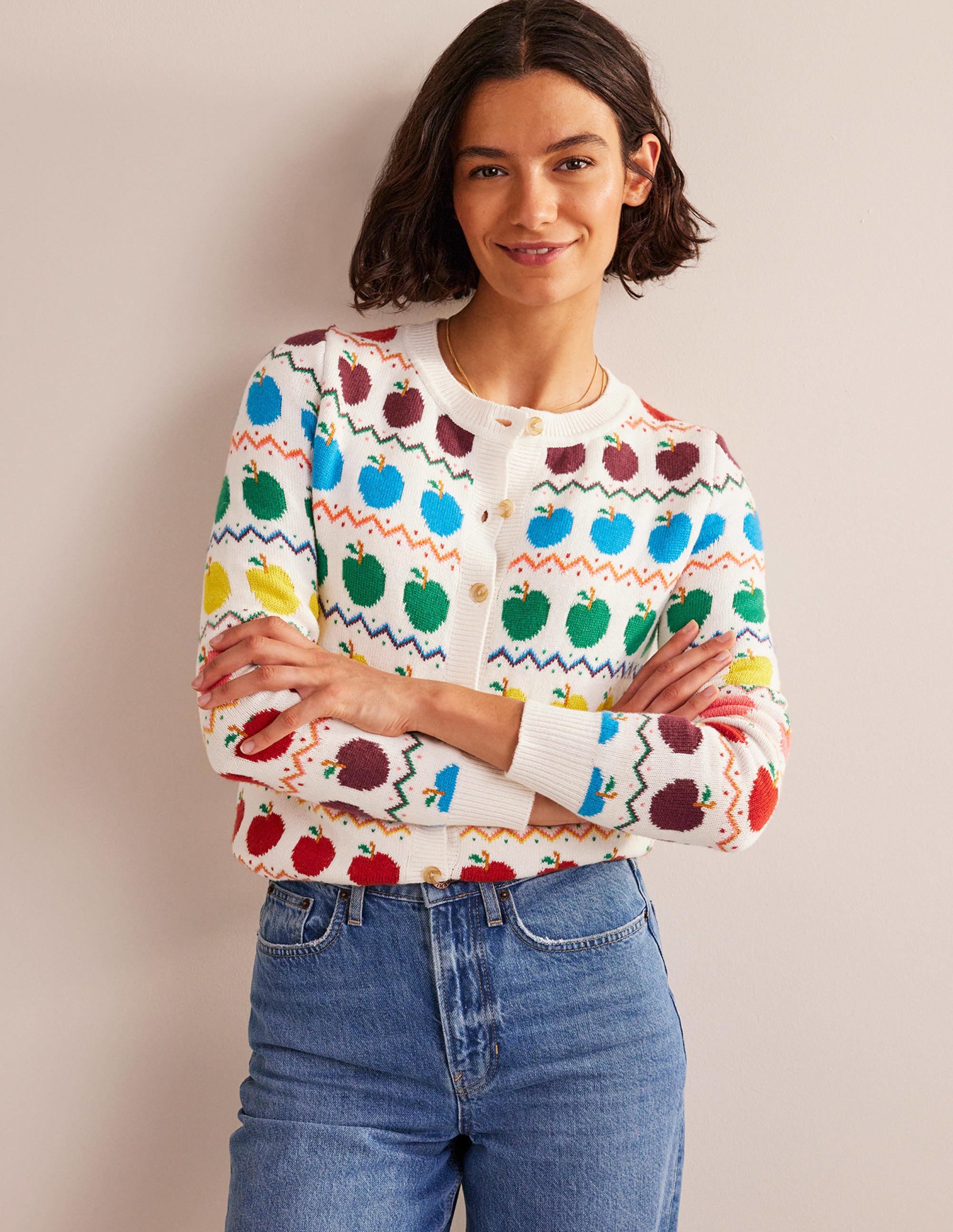 Cardigan Edie à motif jacquard-Motif jacquard pomme - Image 4