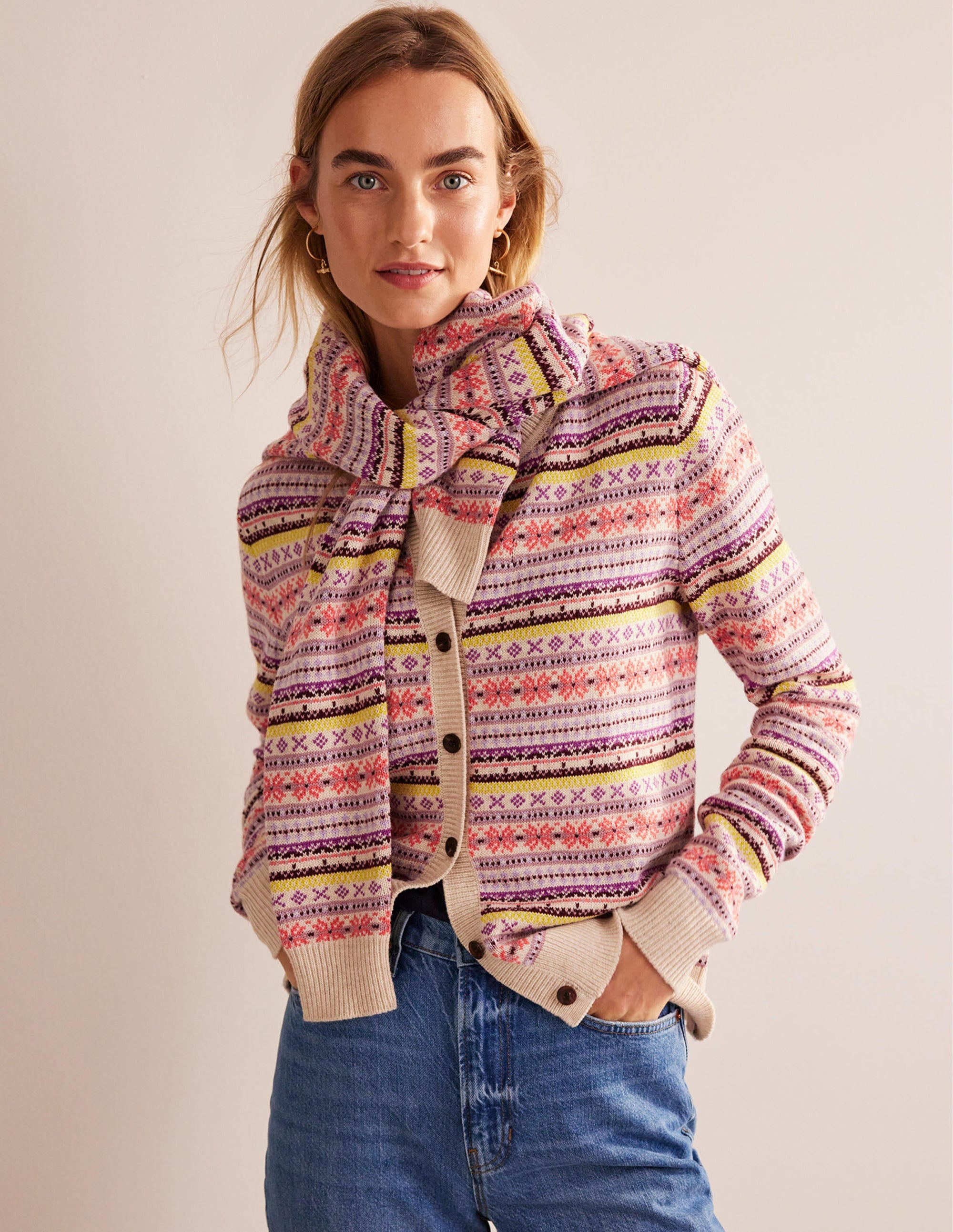 Edie Fair-Isle-Strickjacke-Kreiderosa Fair-Isle - Image 1