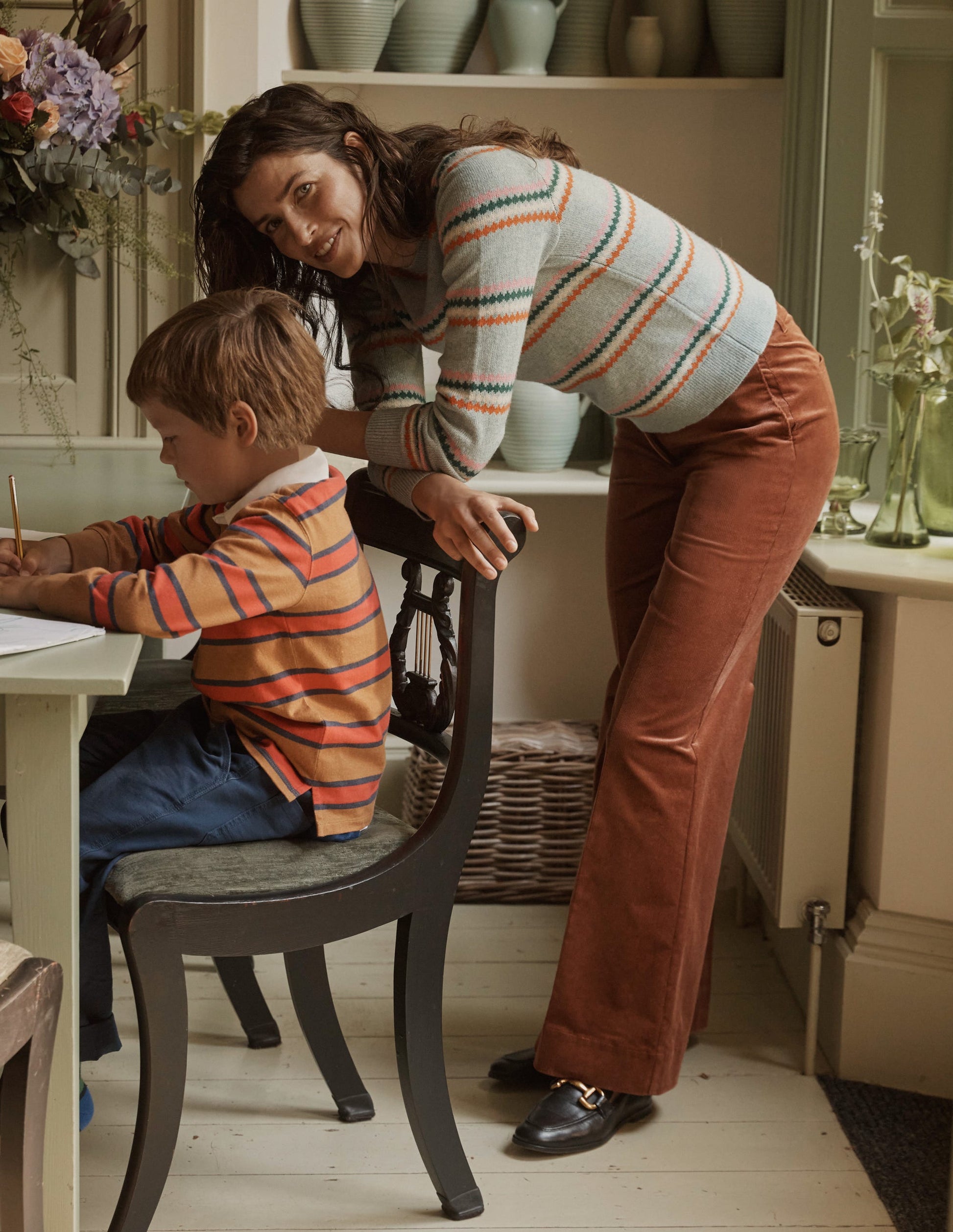 Edie Fair-Isle-Pullover-Blau Diamant Streifen-7