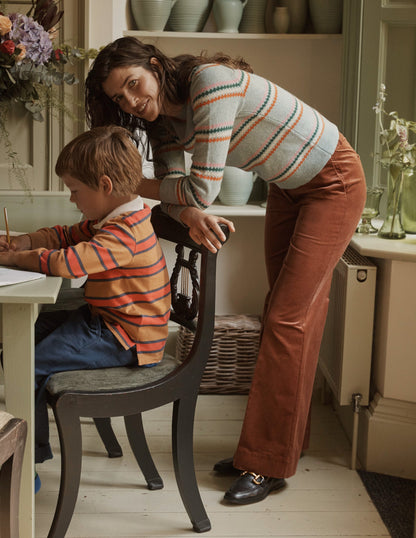 Edie Fair-Isle-Pullover-Blau Diamant Streifen-7