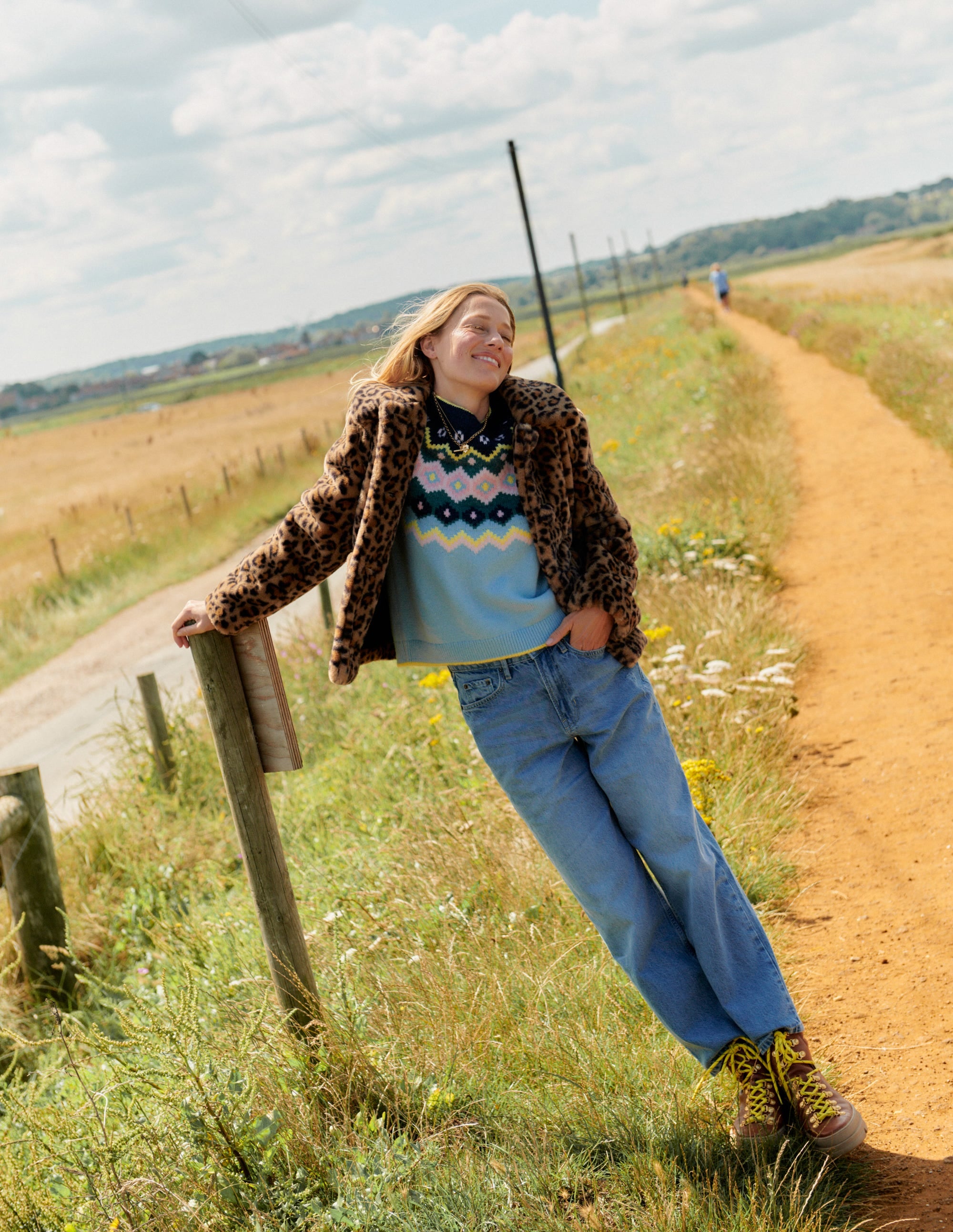 Edie Fair-Isle-Pullover-Blau Diamant Streifen - Image 8