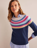 Edie Fair-Isle-Pullover-Klassisches Marineblau Fair-Isle
