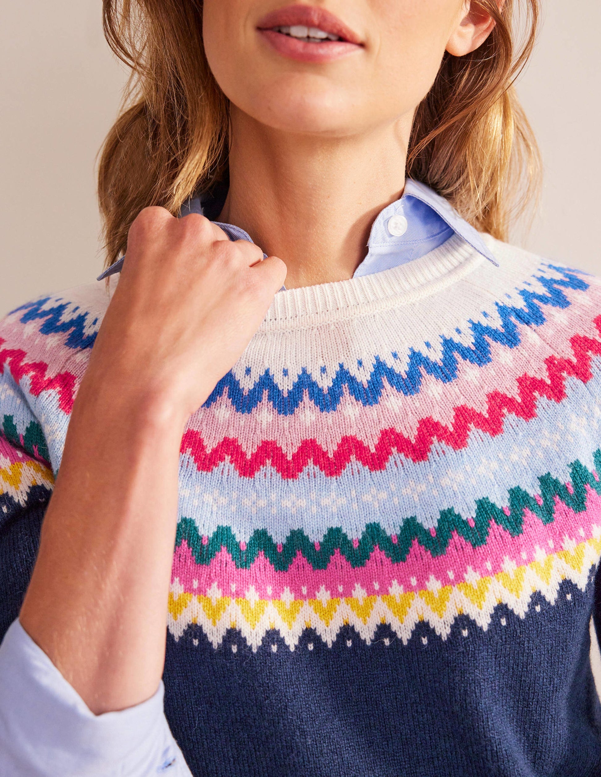 Edie Fair-Isle-Pullover-Klassisches Marineblau Fair-Isle-2
