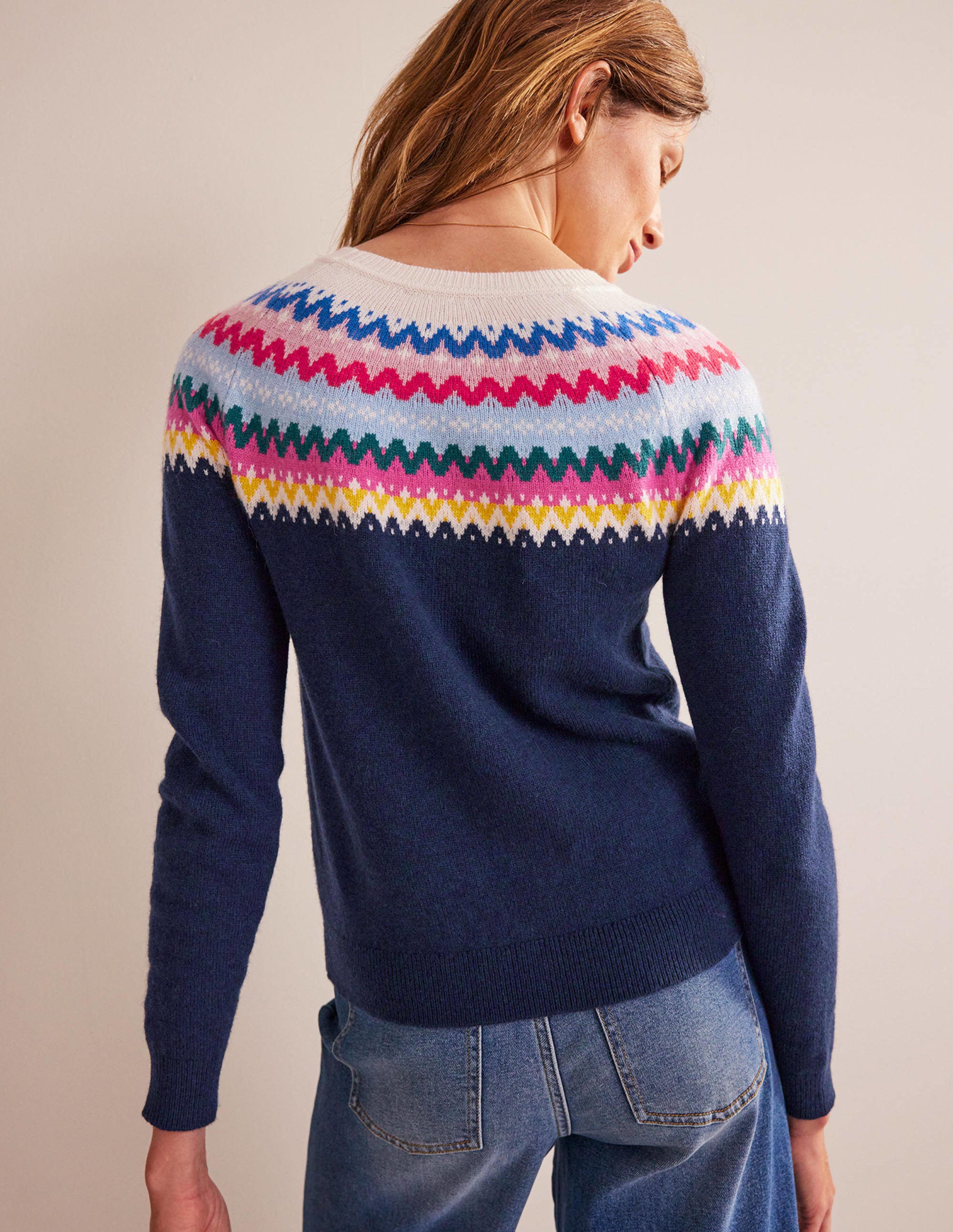 Edie Fair-Isle-Pullover-Klassisches Marineblau Fair-Isle - Image 3