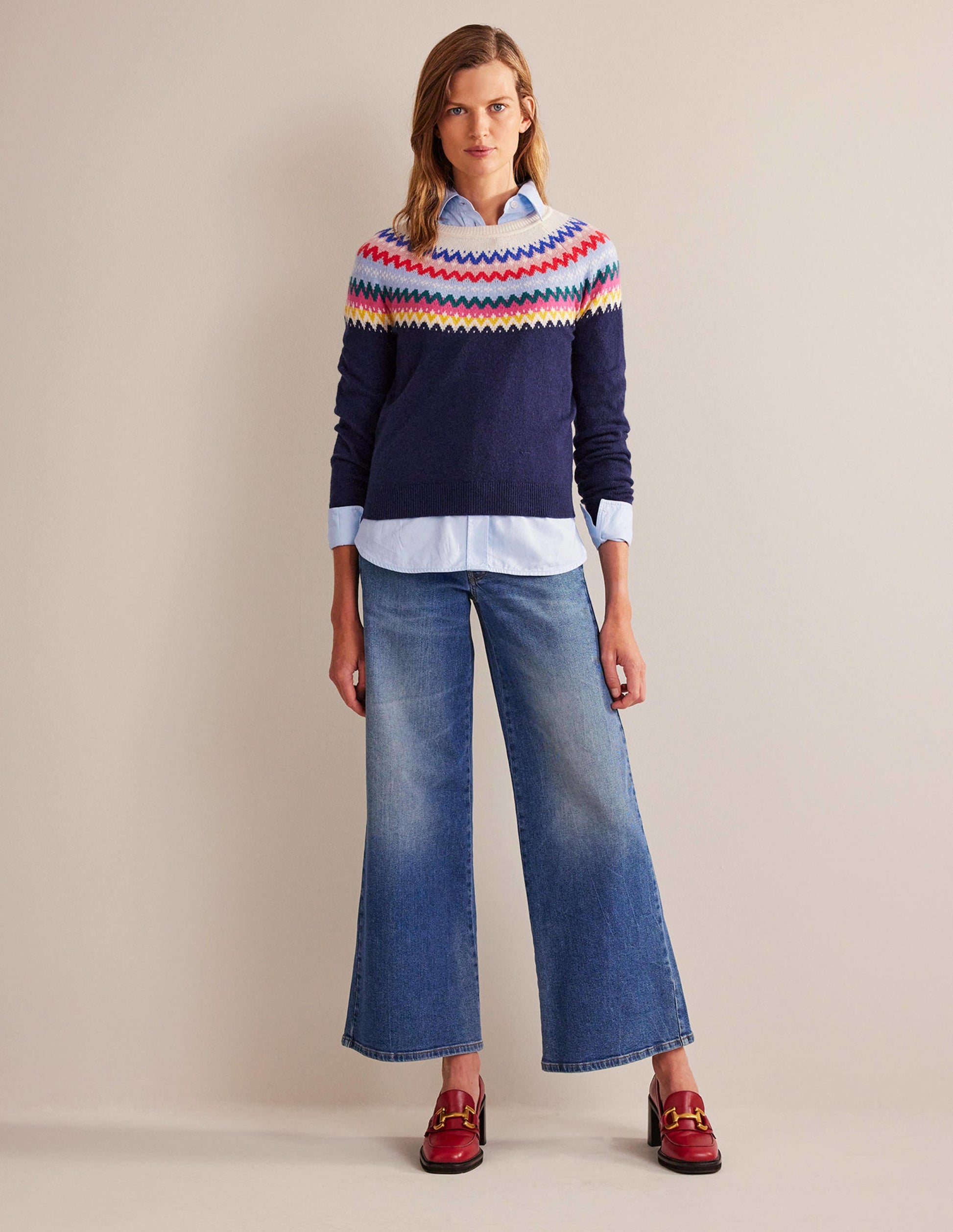 Edie Fair-Isle-Pullover-Klassisches Marineblau Fair-Isle-5