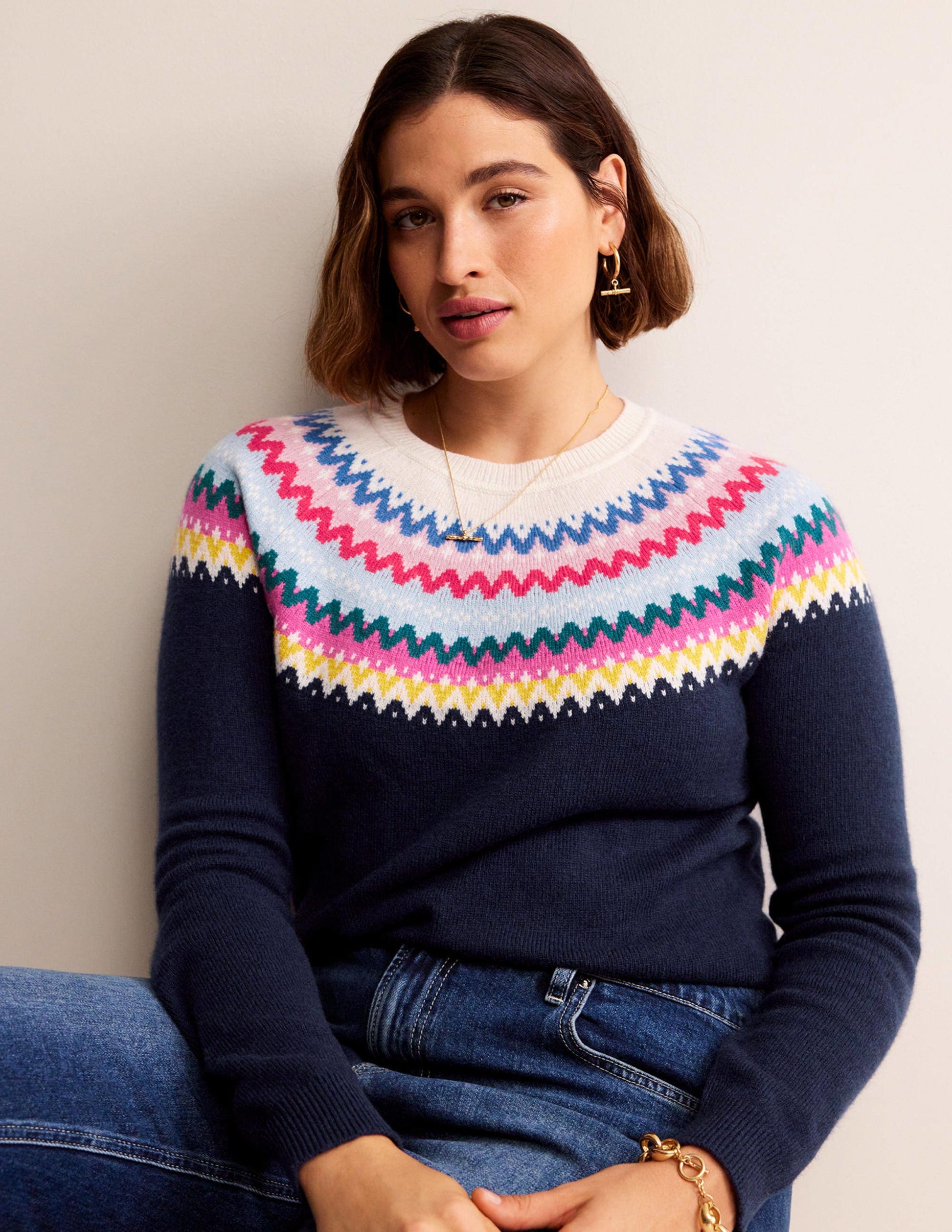 Edie Fair-Isle-Pullover-Klassisches Marineblau Fair-Isle-7