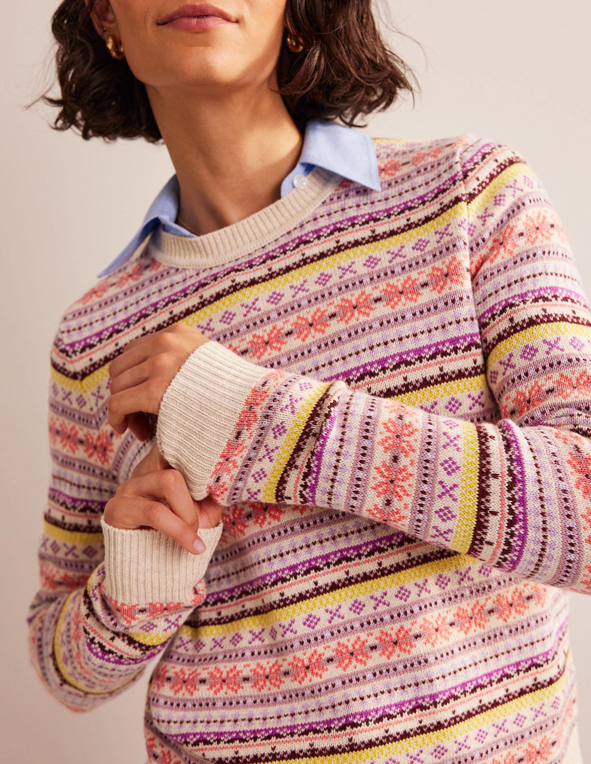 Edie Fair Isle Jumper-Chalky Pink Fair Isle - Image 2
