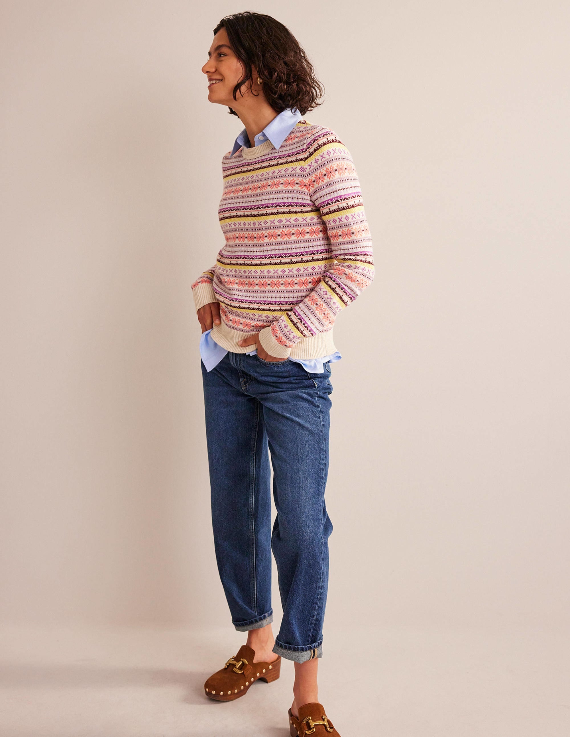 Edie Fair Isle Jumper-Chalky Pink Fair Isle - Image 4
