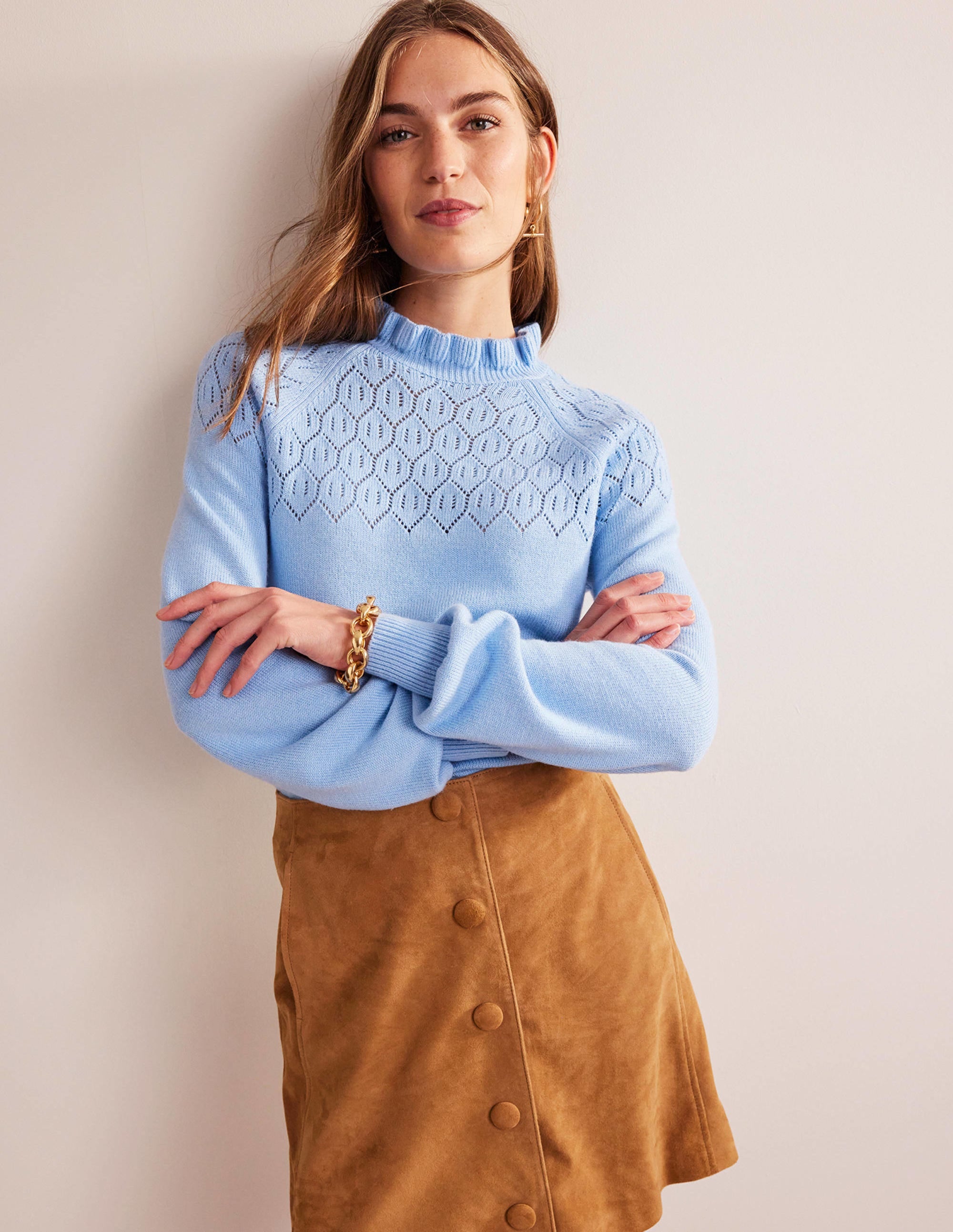 Pullover mit Pointelle-Detail-Kornblume - Image 4