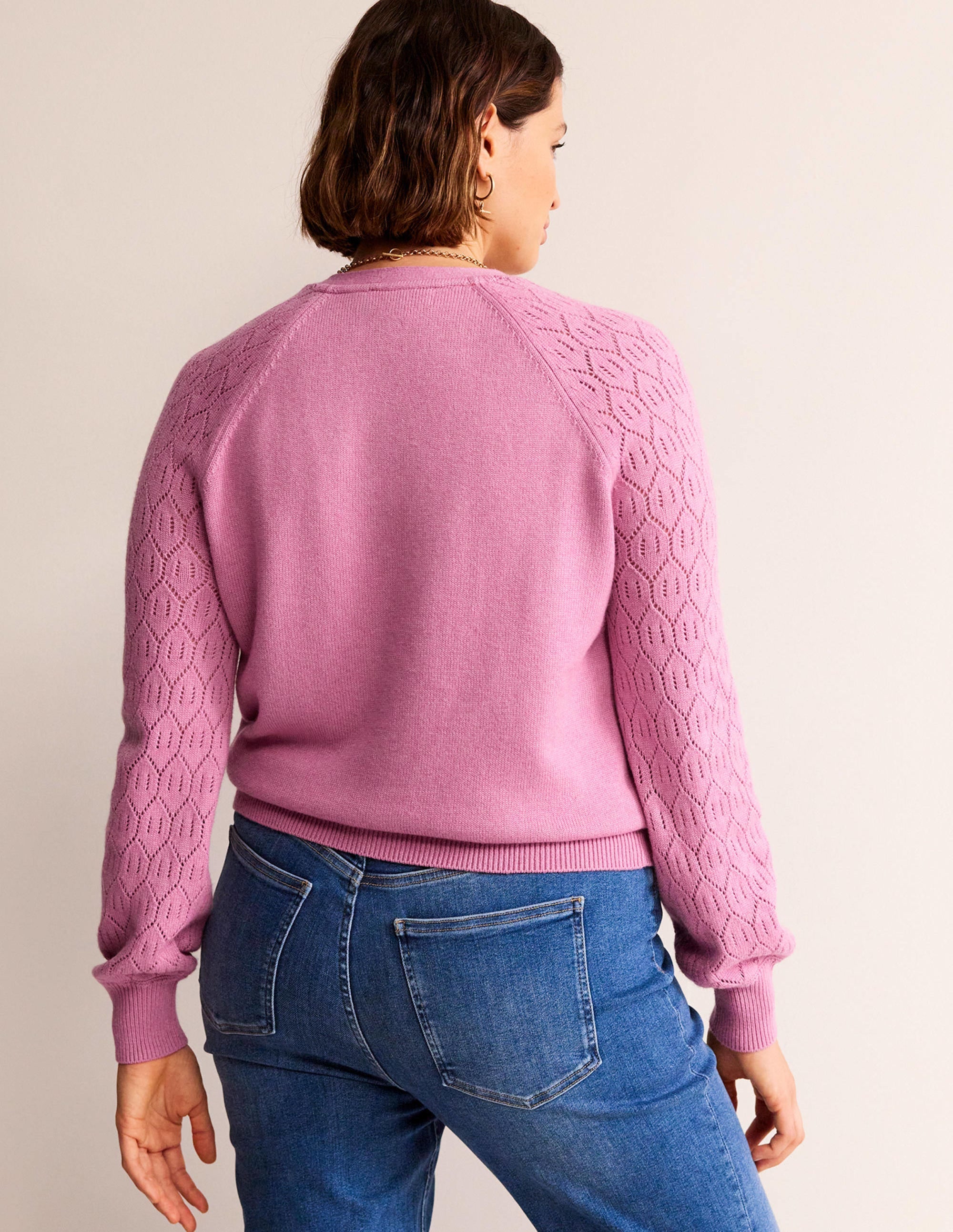 Pointelle Sleeve Cardigan-Strawberry Sherbet - Image 6