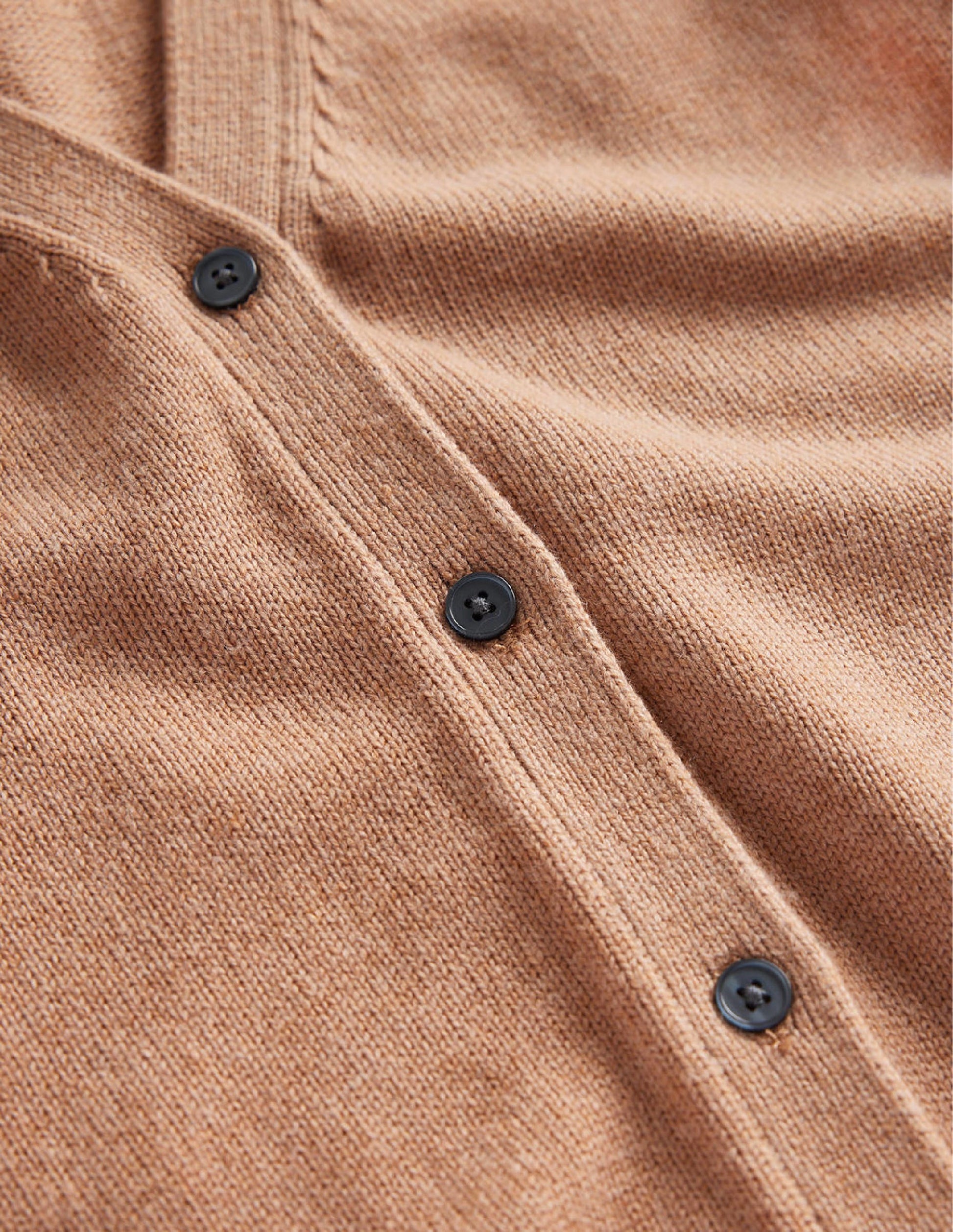 Strickjacke mit Pointelle-Ärmeln-Kamelbraun Melange-6