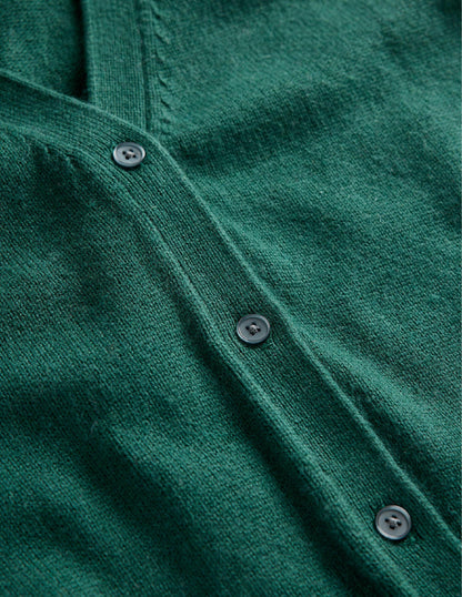 Strickjacke mit Pointelle-Ärmeln-Dunkles Smaragdgrün