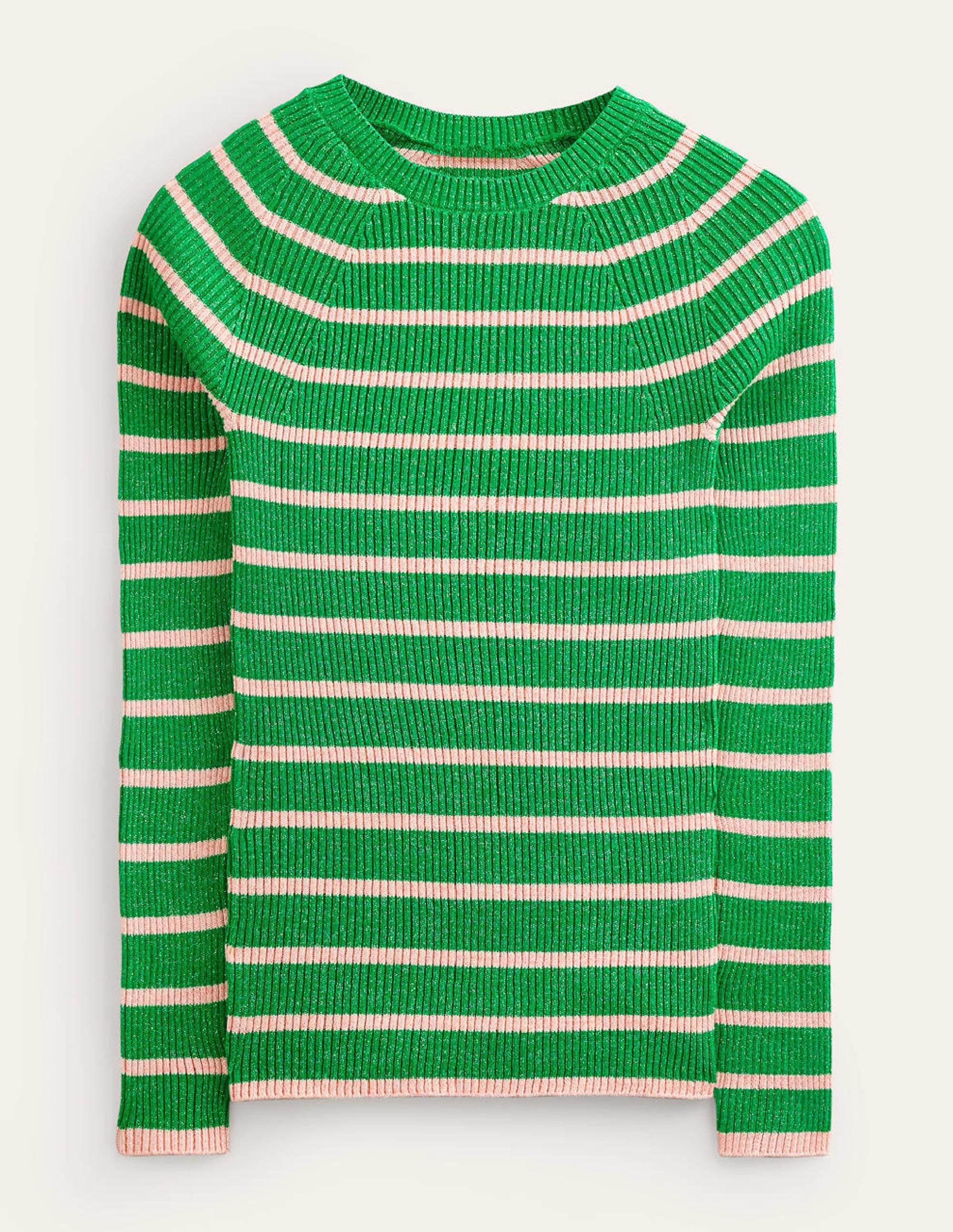 Pull Effie à rayures scintillantes-Vert prairie, rose craie - Image 6