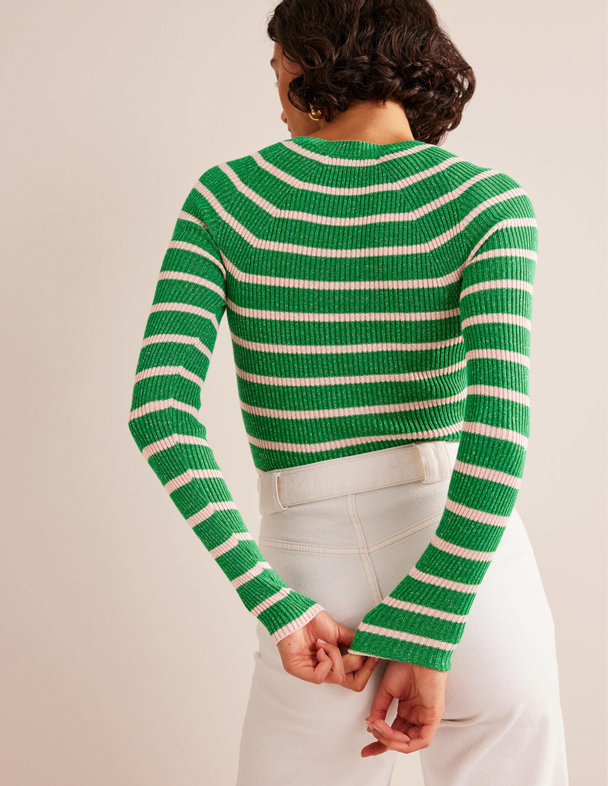 Pull Effie à rayures scintillantes-Vert prairie, rose craie-3