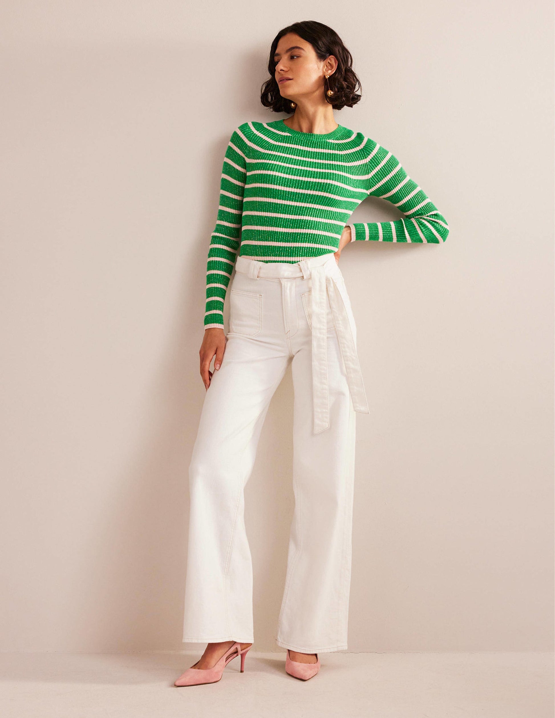 Pull Effie à rayures scintillantes-Vert prairie, rose craie-4