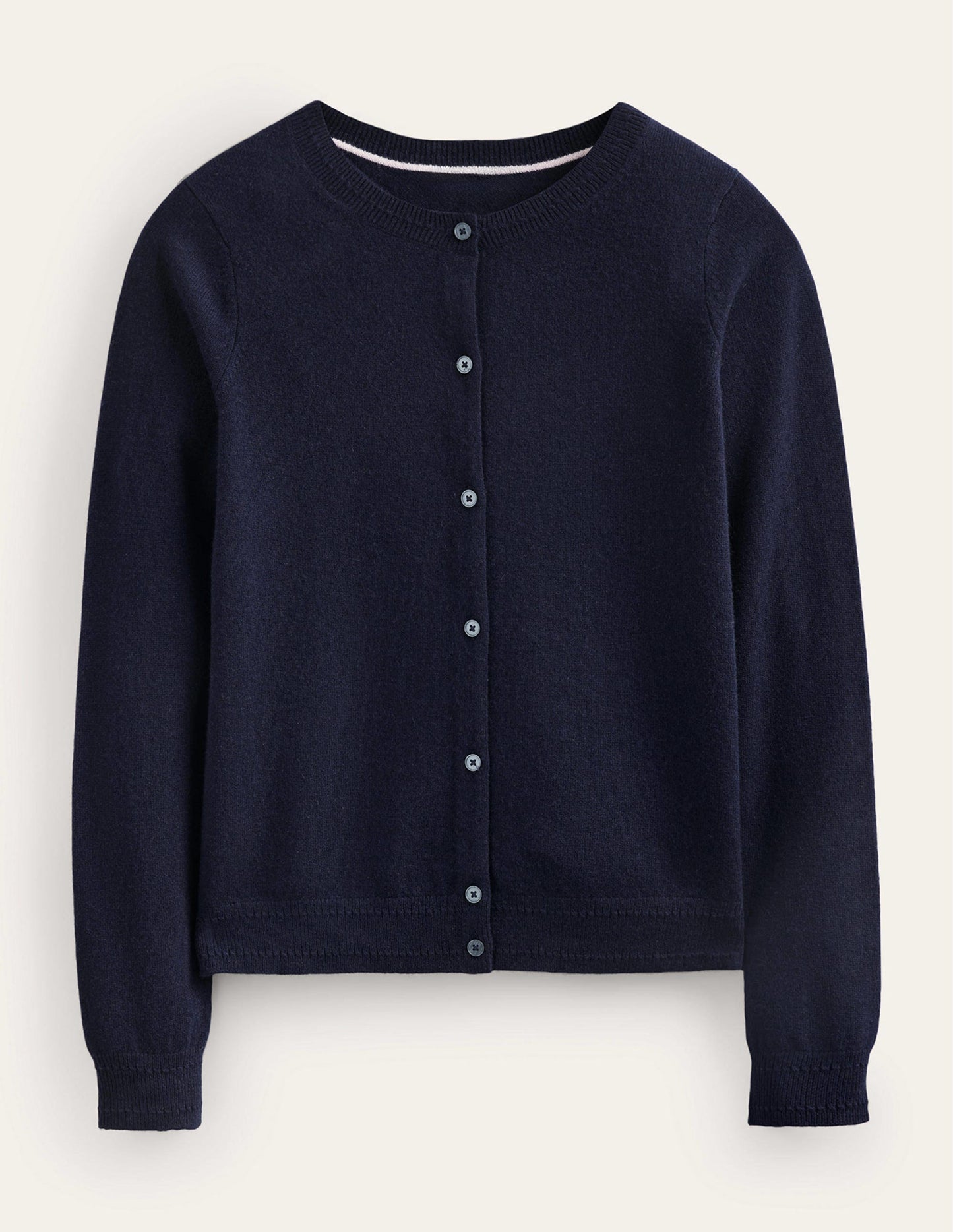 Eva Cashmere Crew Cardigan-Navy