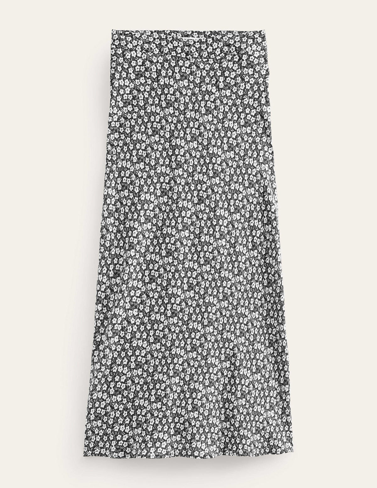 Schräg geschnittener gemusterter Midirock-Schwarz, Petal Pop-6