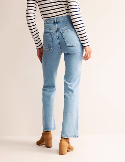 Hoch geschnittene Jeans mit klassisch geradem Bein-Helles Vintageblau