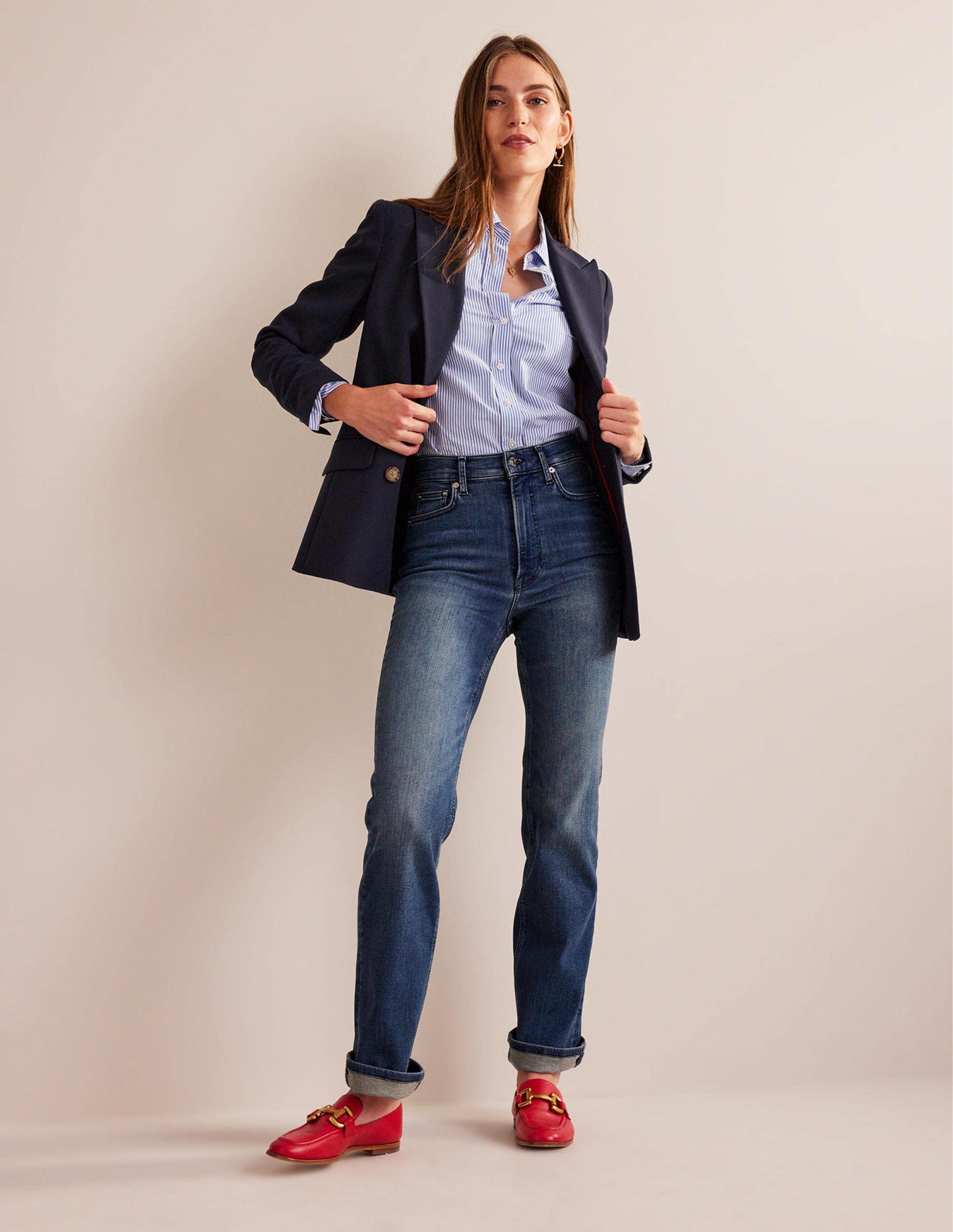 Hoch geschnittene Jeans mit klassisch geradem Bein-Authentisch Vintage