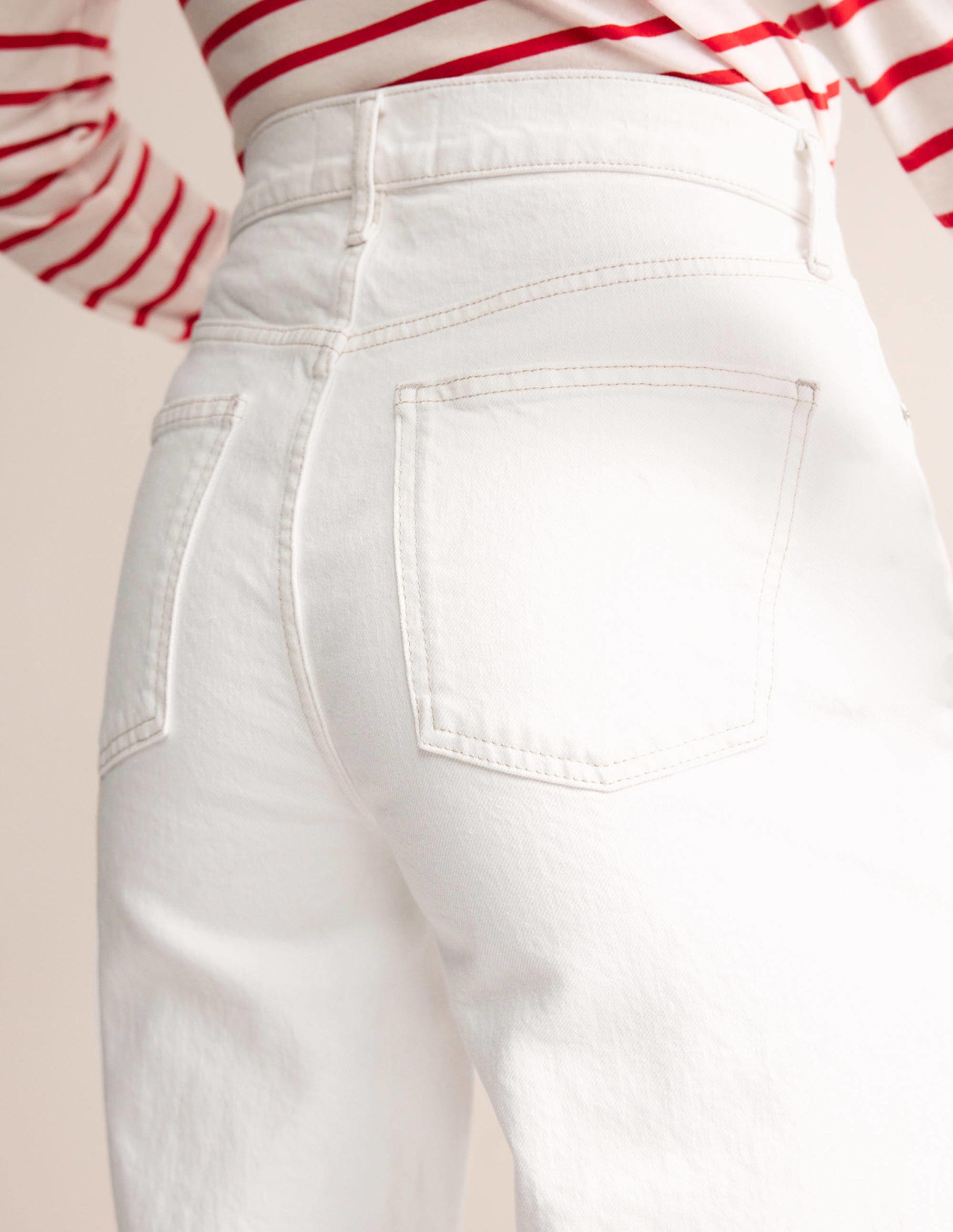 Jean droit à taille haute-Blanc - Image 2