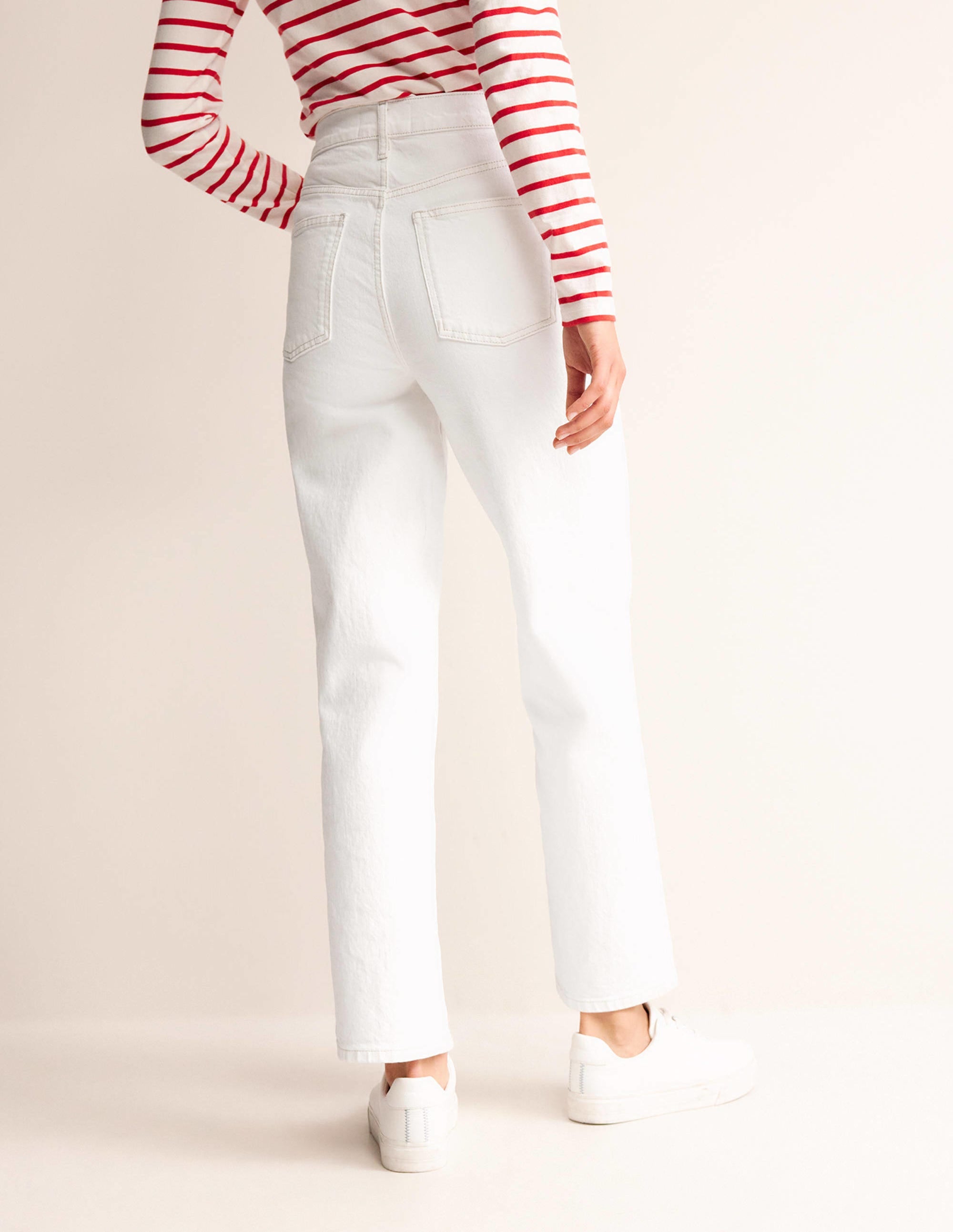 Jean droit à taille haute-Blanc - Image 3