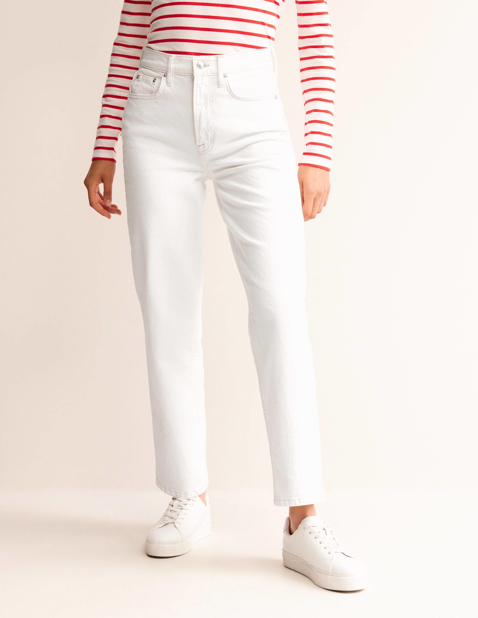 Jean droit à taille haute-Blanc - Image 4