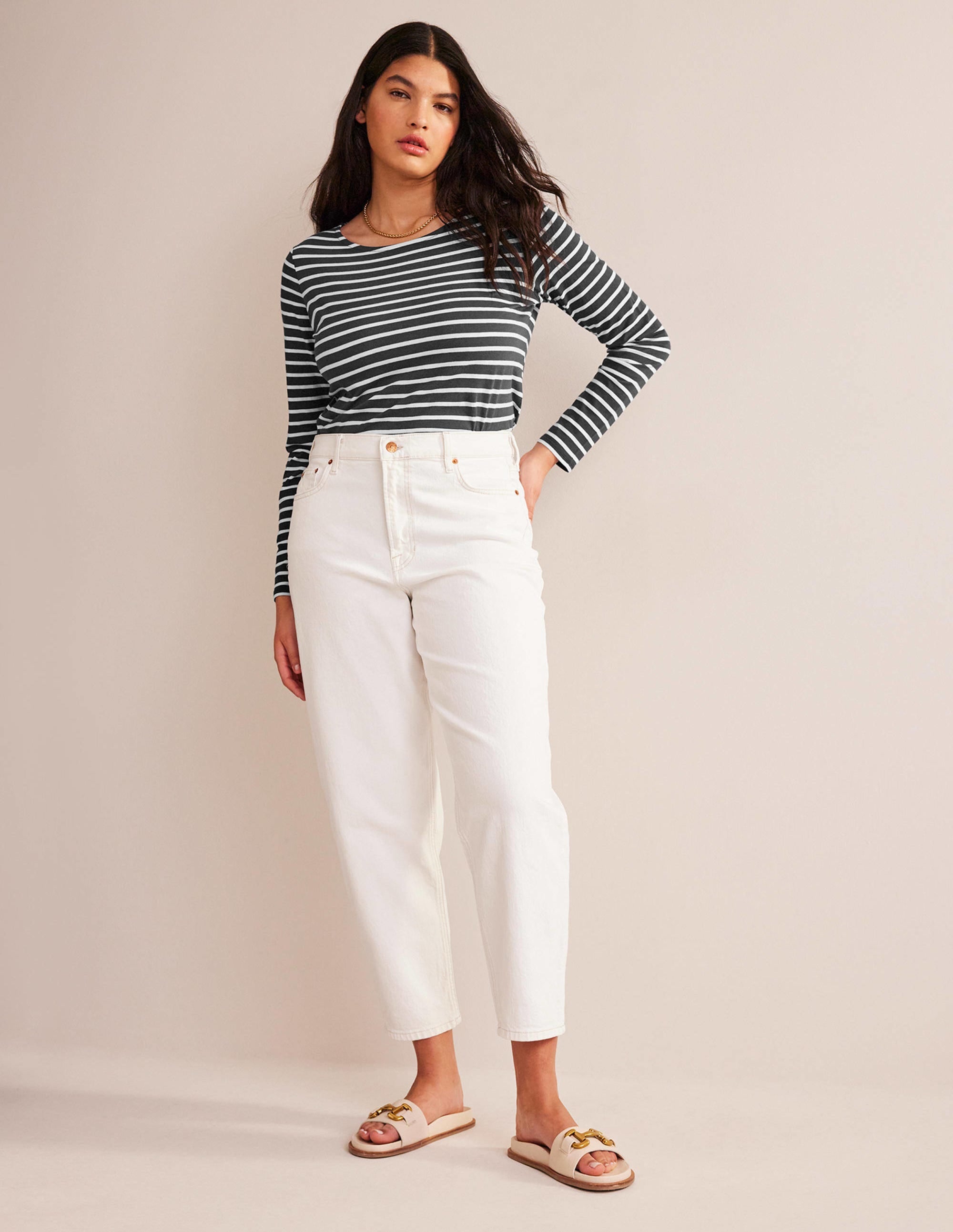 Schmal zulaufende 90er-Jeans mit hoher Taille-Weiß - Image 6