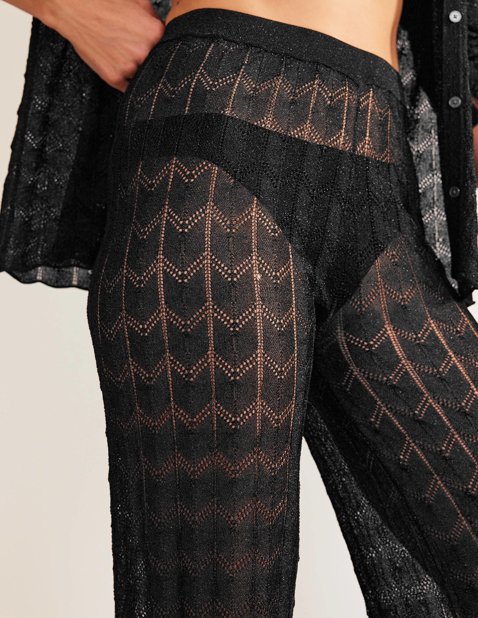 Strandhose aus Strick-Metallic Schwarz - Image 2