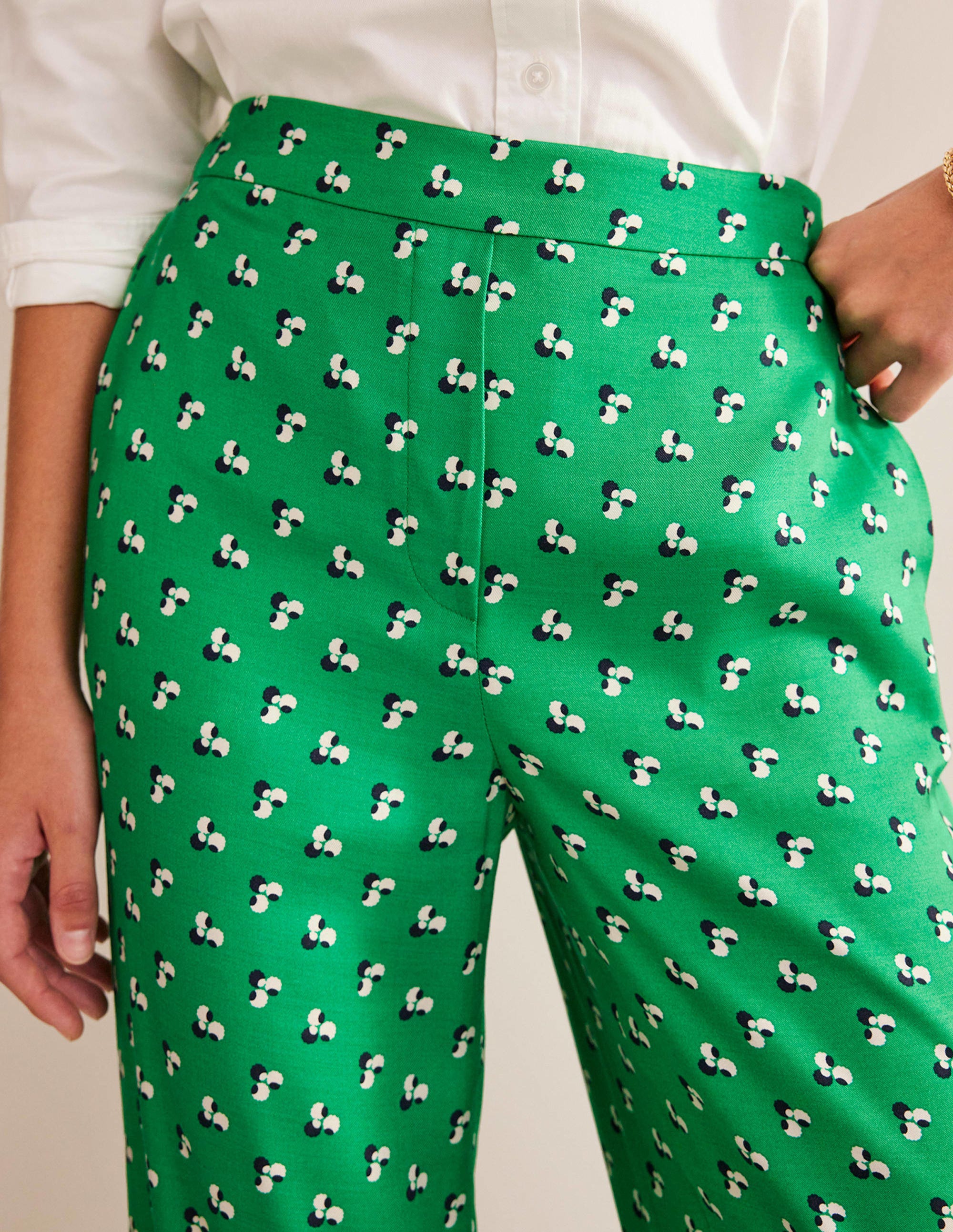 Pantalon imprimé à enfiler-Vert prairie, motif Falling Dot - Image 2