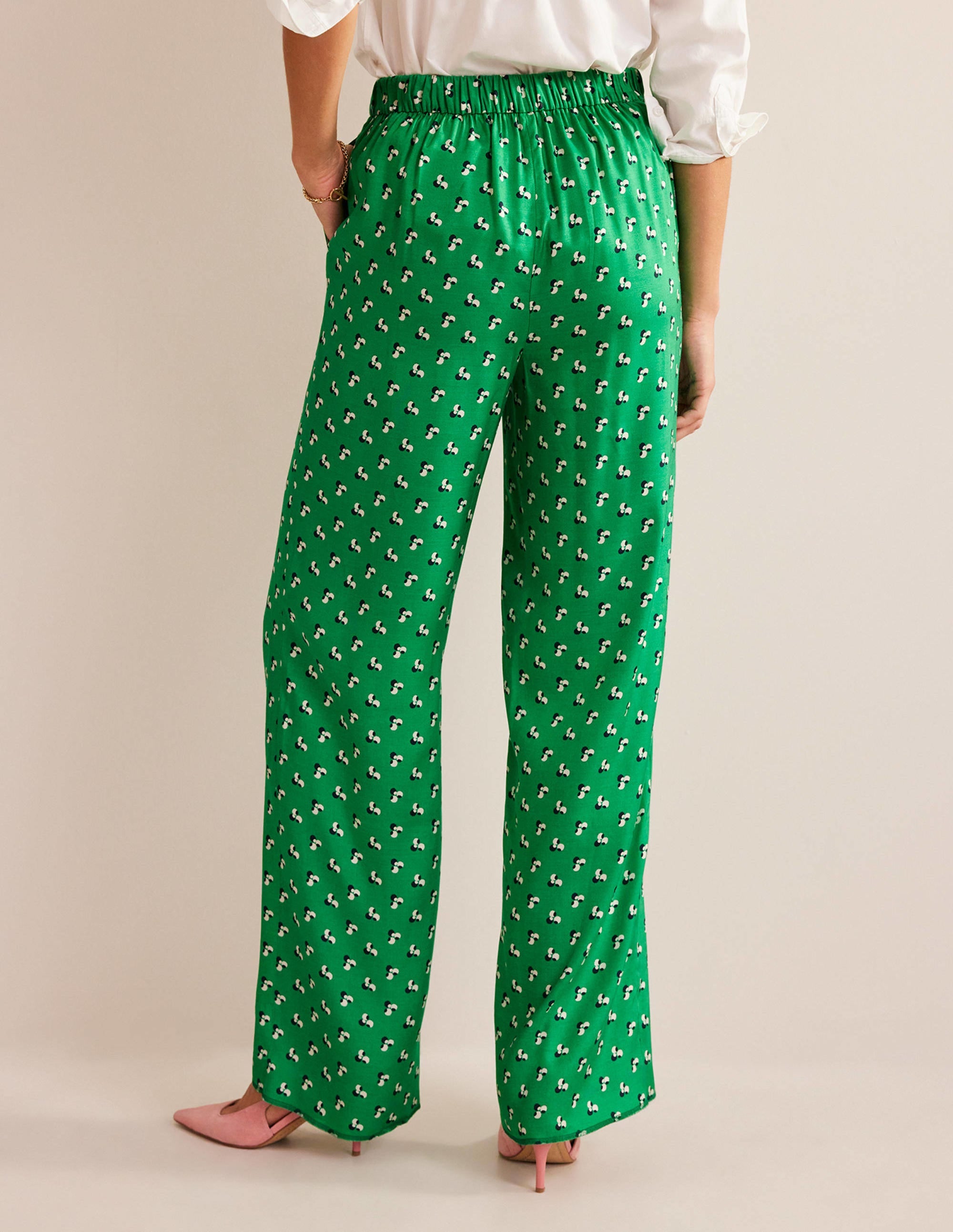 Pantalon imprimé à enfiler-Vert prairie, motif Falling Dot - Image 3