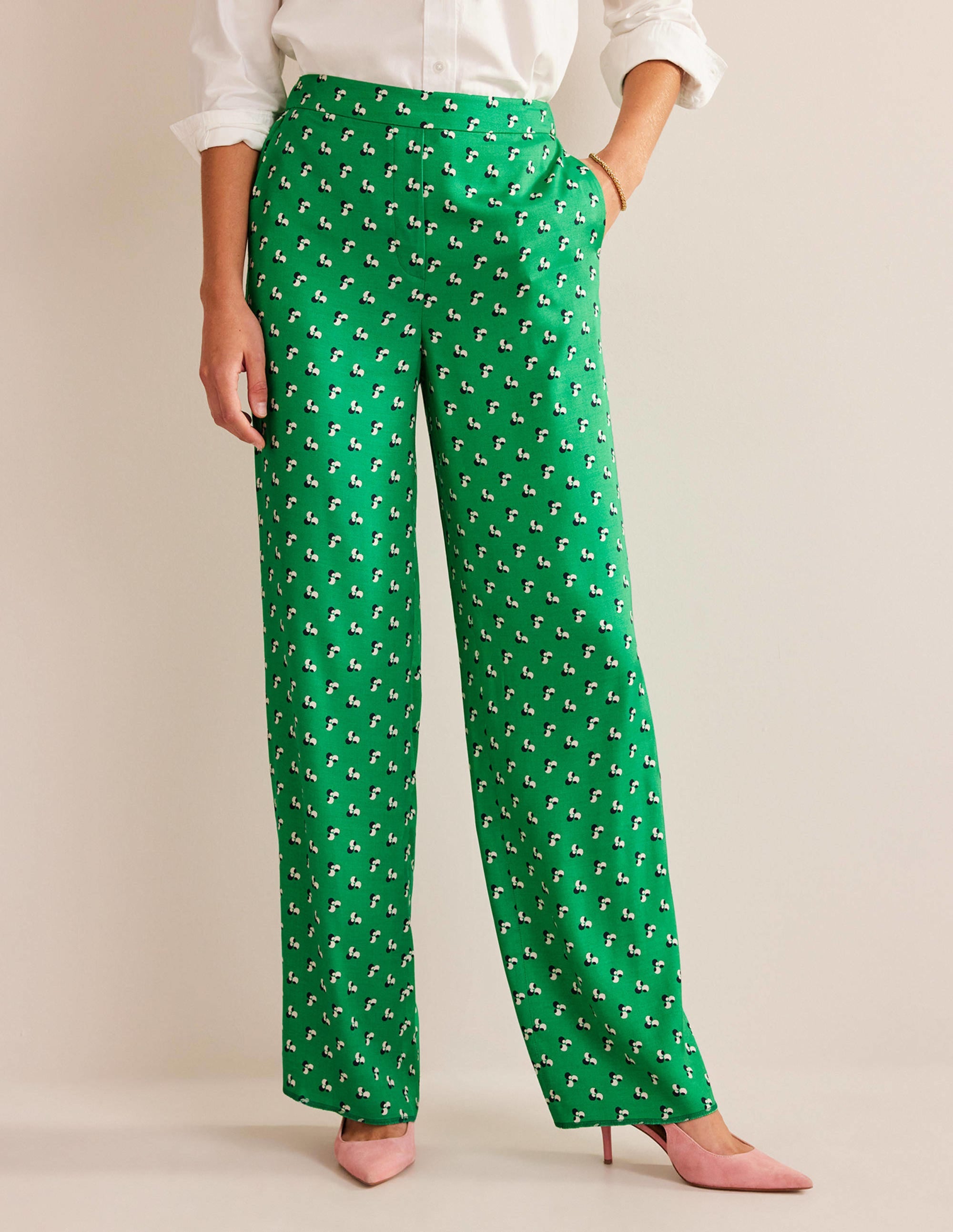 Pantalon imprimé à enfiler-Vert prairie, motif Falling Dot - Image 4