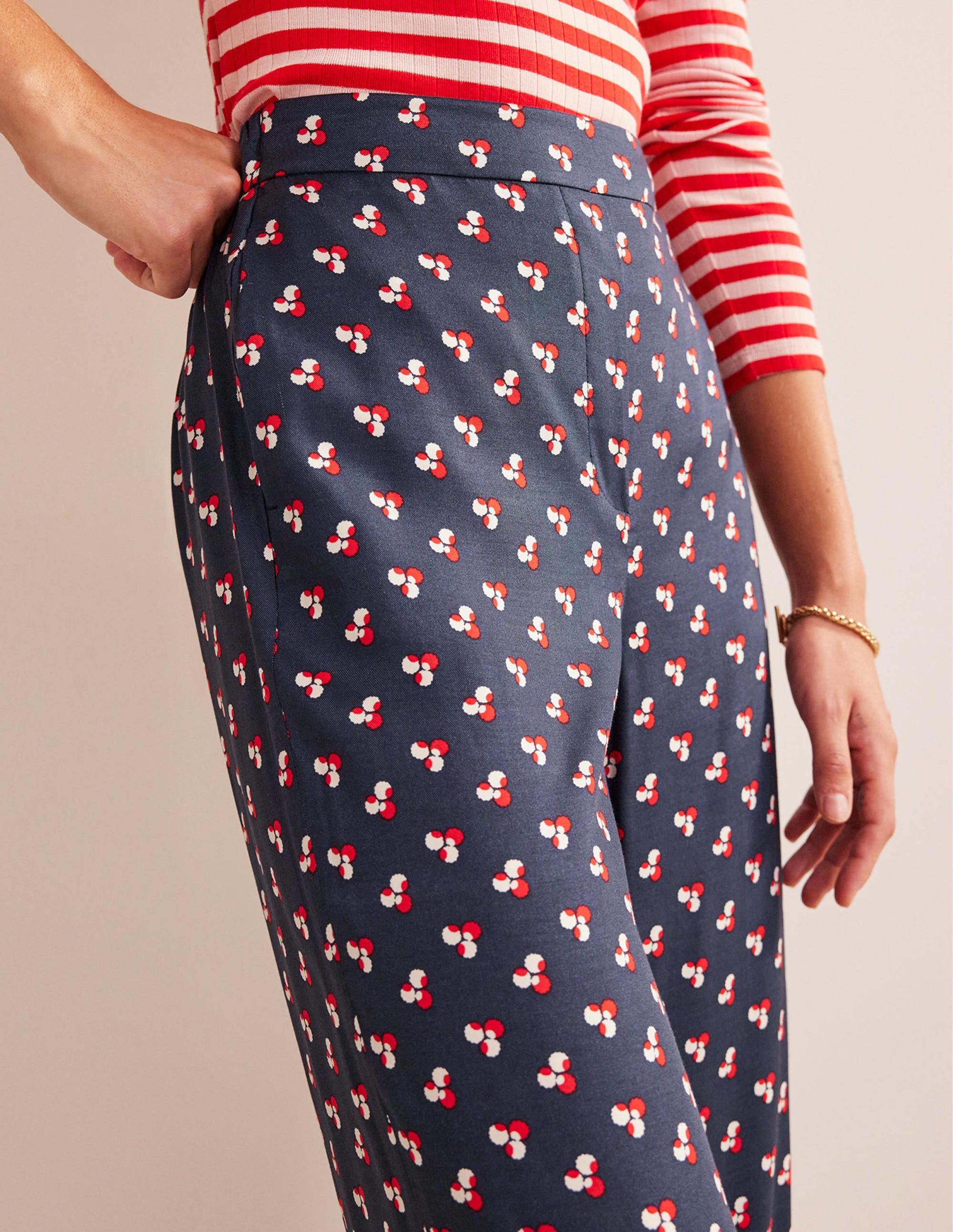Pantalon imprimé à enfiler-Bleu marine foncé, motif Falling Dot - Image 2