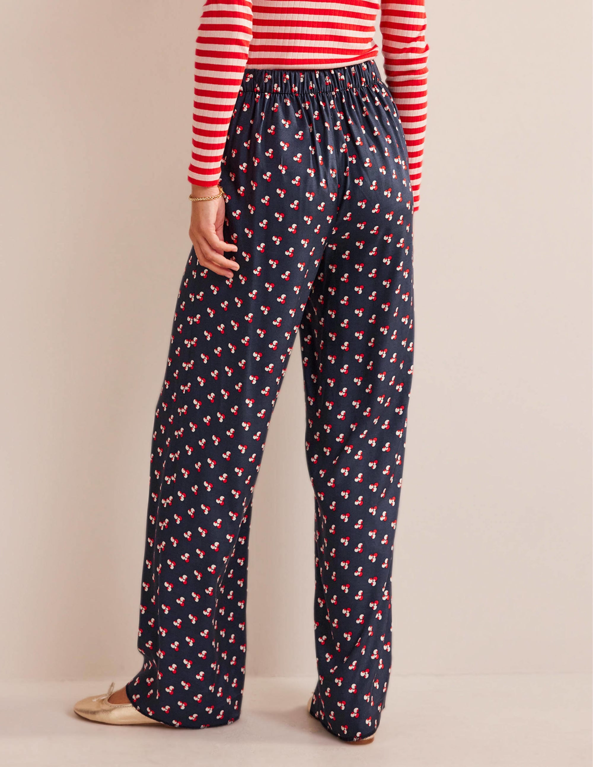 Pantalon imprimé à enfiler-Bleu marine foncé, motif Falling Dot - Image 3