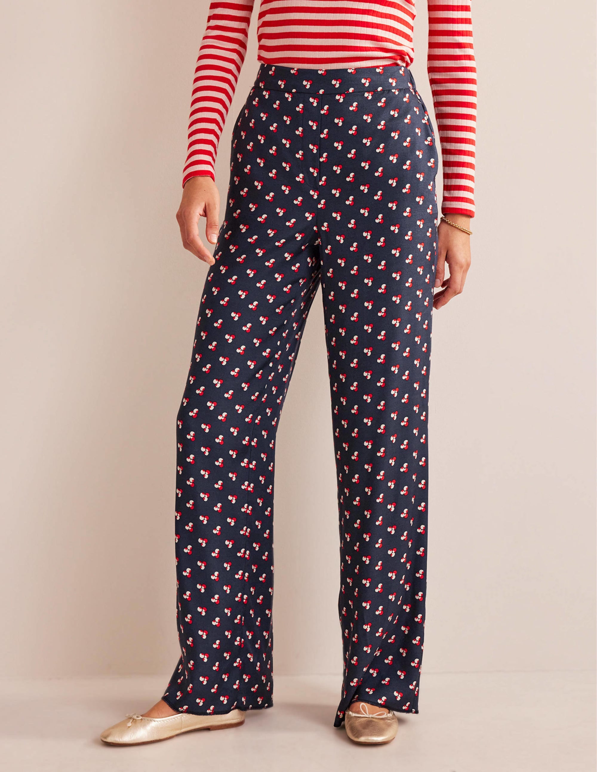 Pantalon imprimé à enfiler-Bleu marine foncé, motif Falling Dot - Image 4