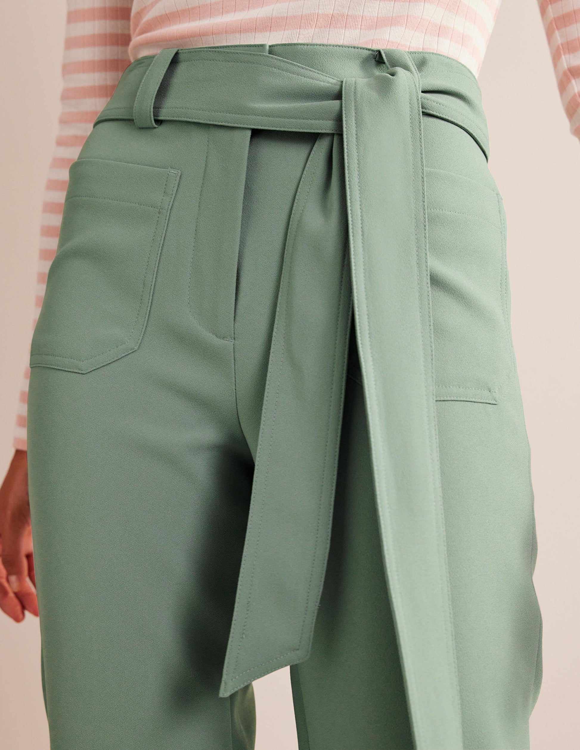 Pantalon fuselé noué à la taille-Vert iceberg-2