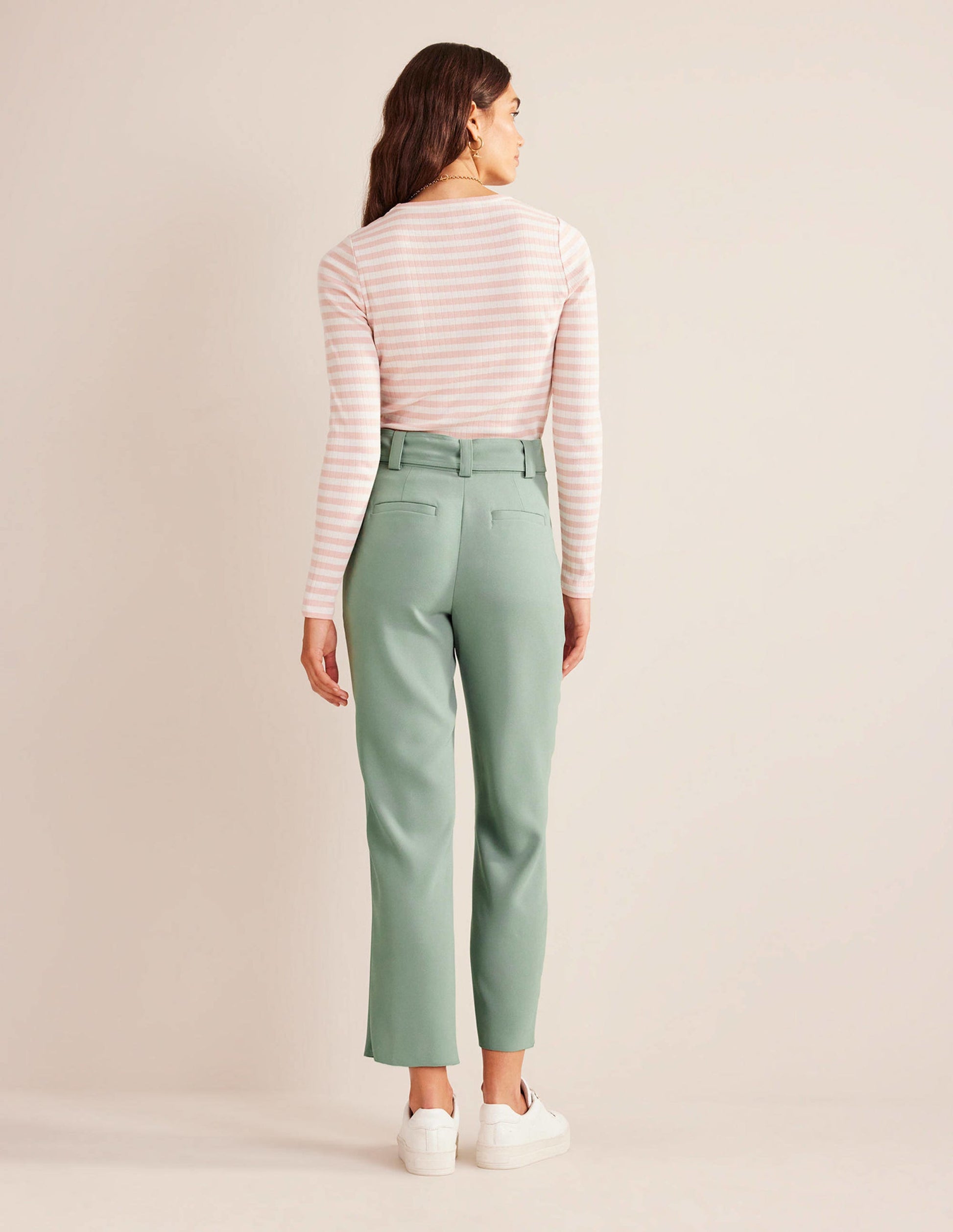 Pantalon fuselé noué à la taille-Vert iceberg-6