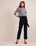 Karottenhose mit Bindegürtel-Marineblau