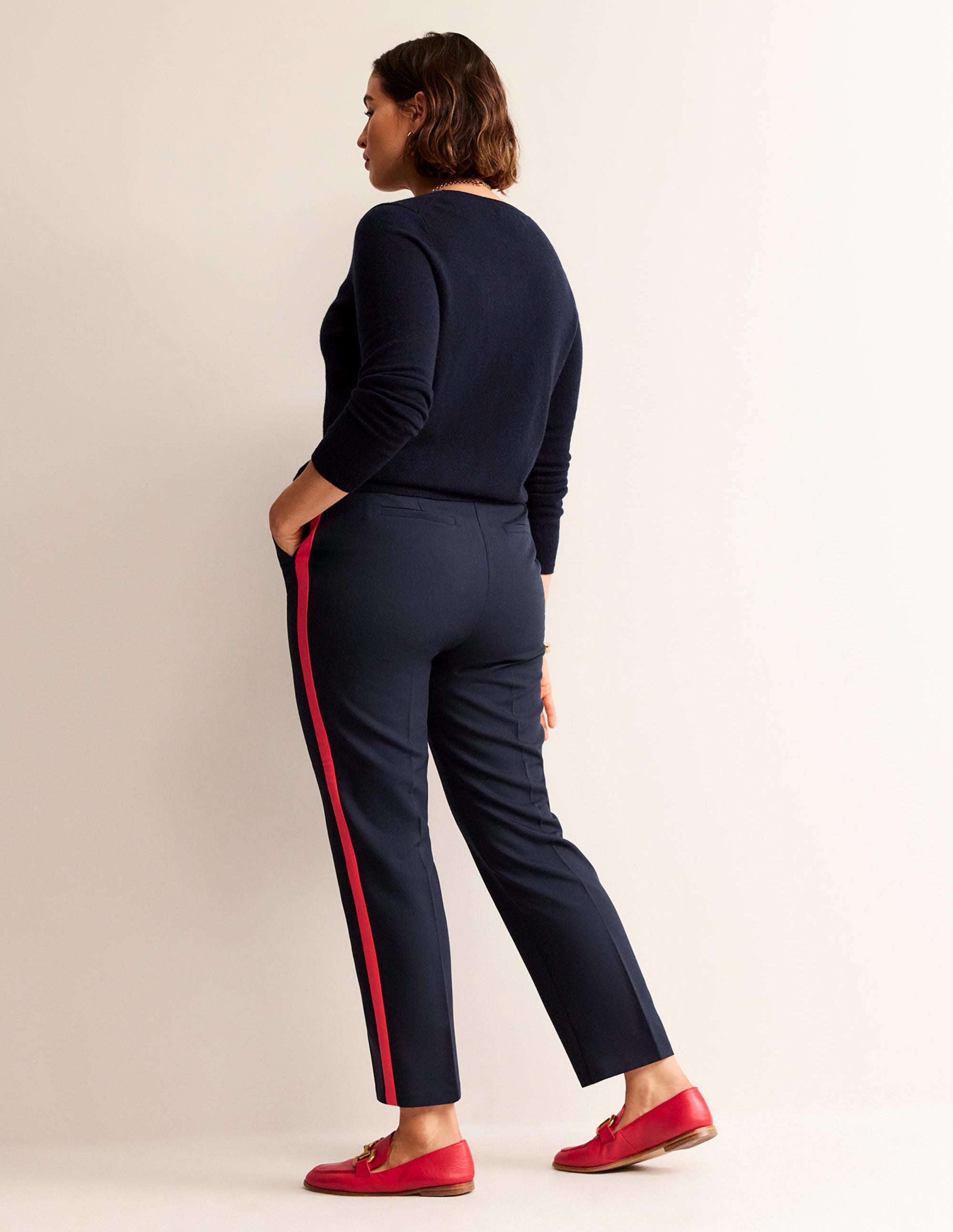 Pantalon Kew rayé sur les côtés-Bleu marine à rayures latérales - Image 7