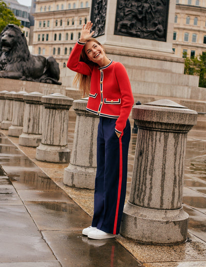 Westbourne Wool Trousers-Navy with Red Stripe