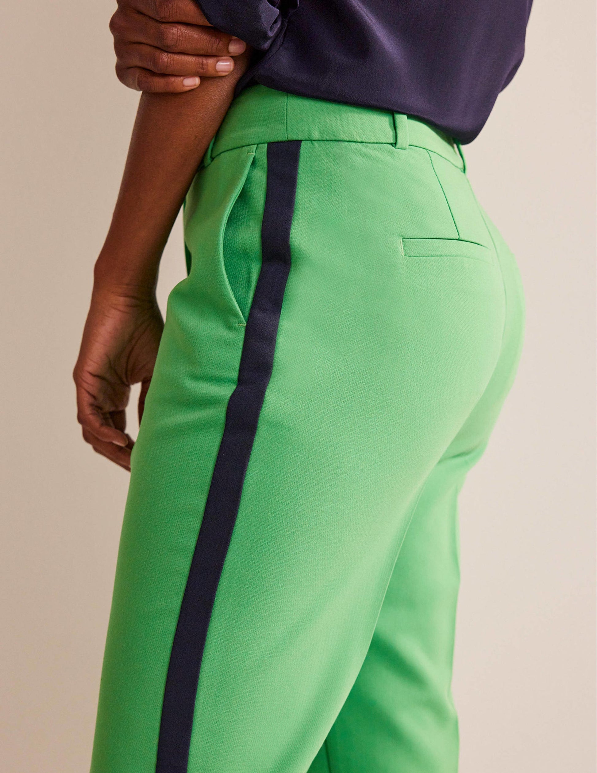 Pantalon Kew rayé sur les côtés-Vert vif à rayures latérales-2