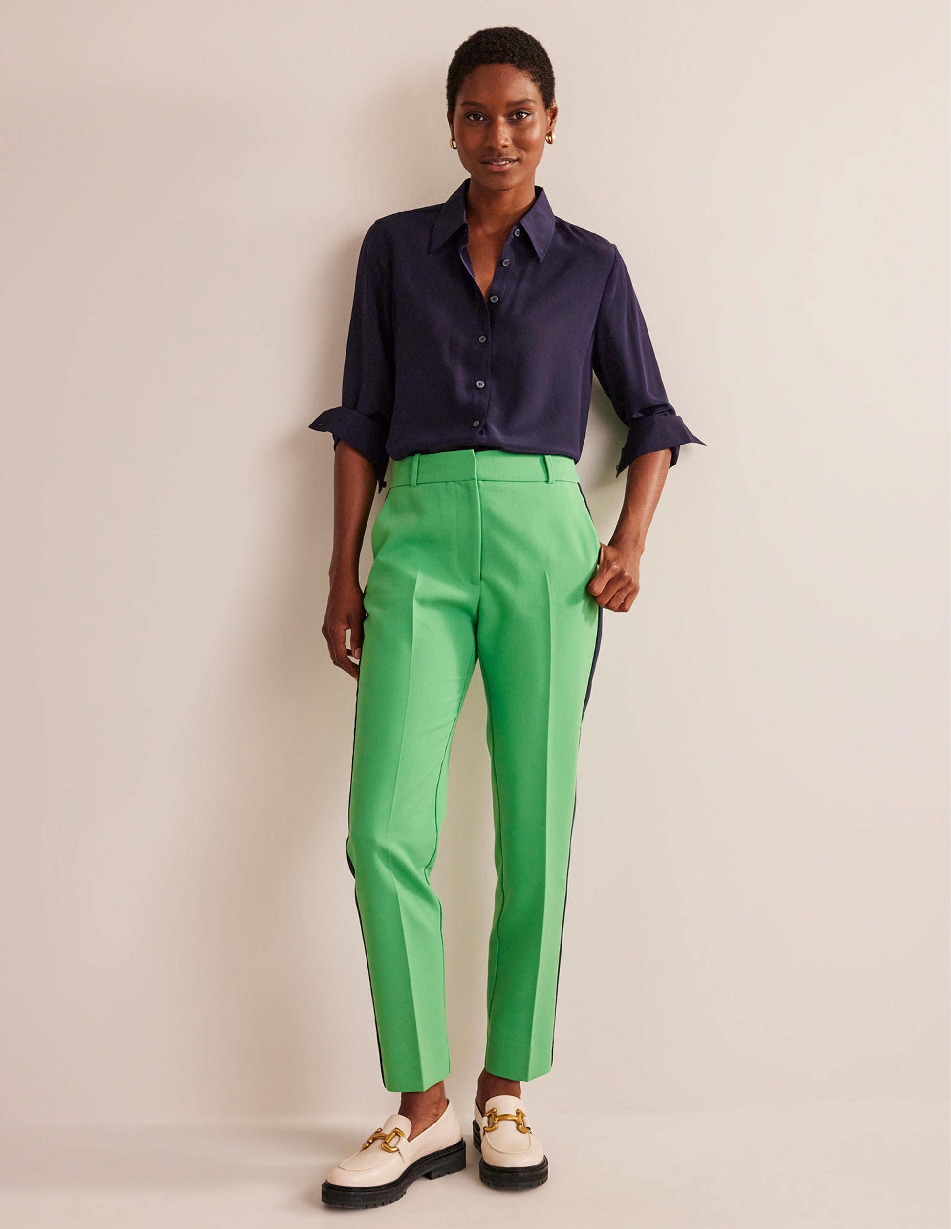 Pantalon Kew rayé sur les côtés-Vert vif à rayures latérales-5