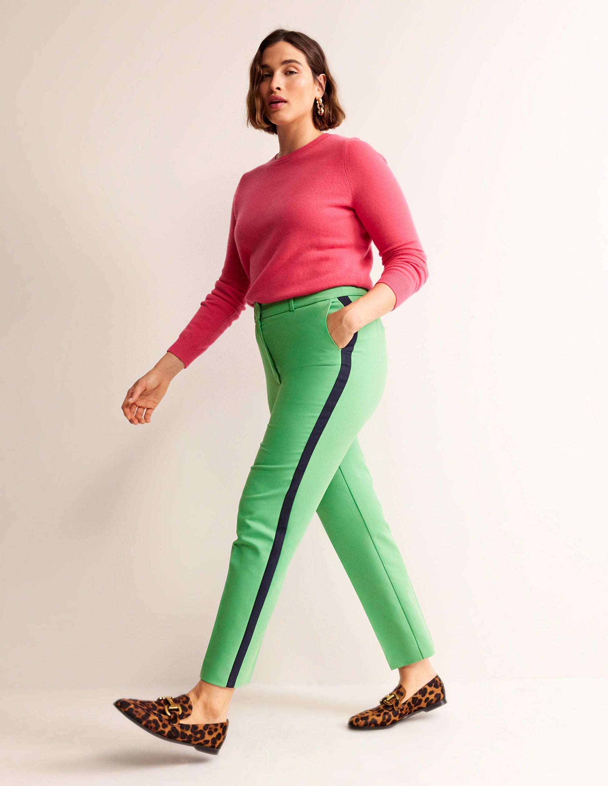 Pantalon Kew rayé sur les côtés-Vert vif à rayures latérales-6