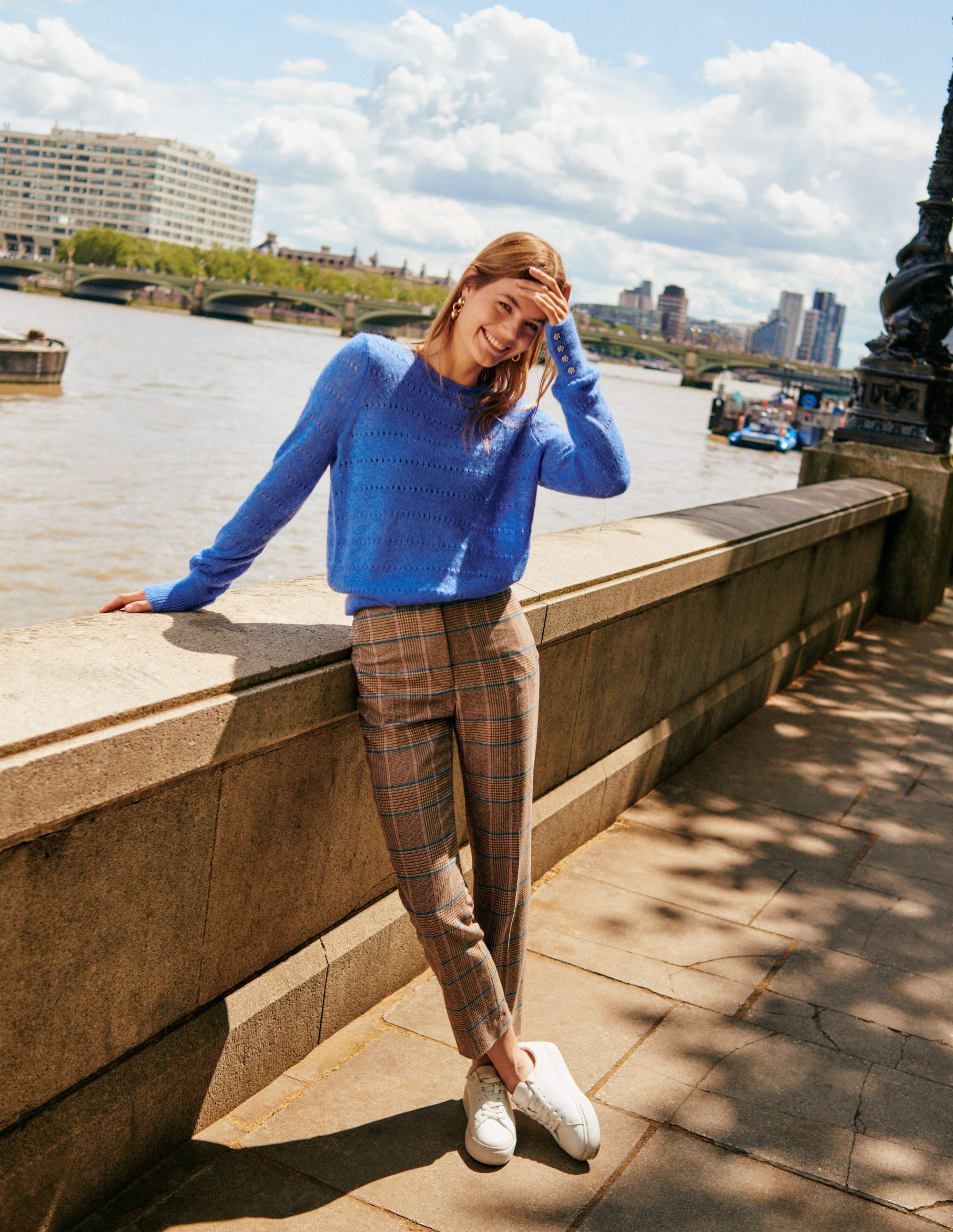 Westbourne Wool Trousers-Camel and Pink Prince of Wales - Image 5