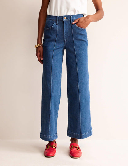 Wide Leg Seam Jeans-Vintage Blue