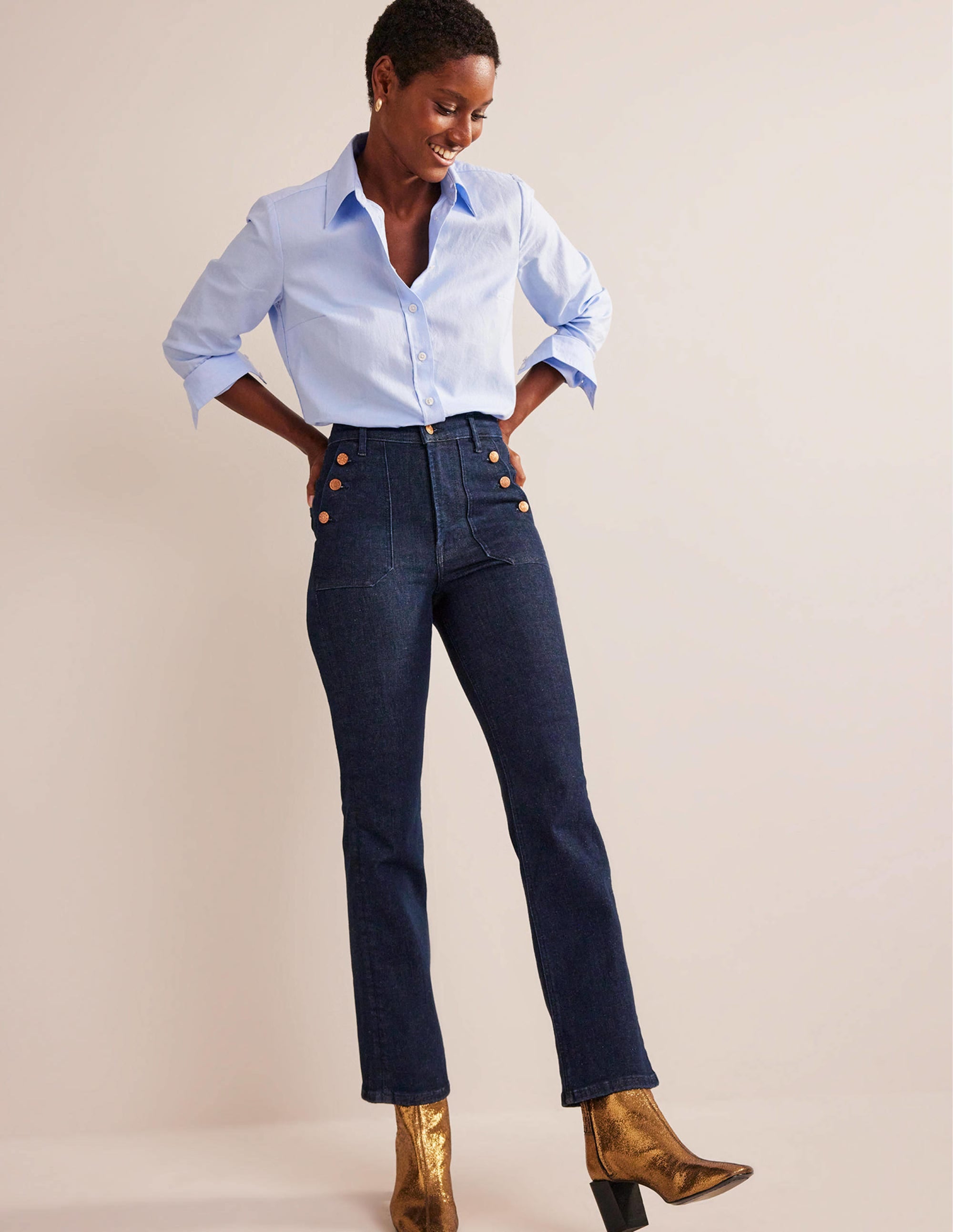 Gerade Jeans mit aufgesetzten Taschen-Indigo-Waschung - Image 1