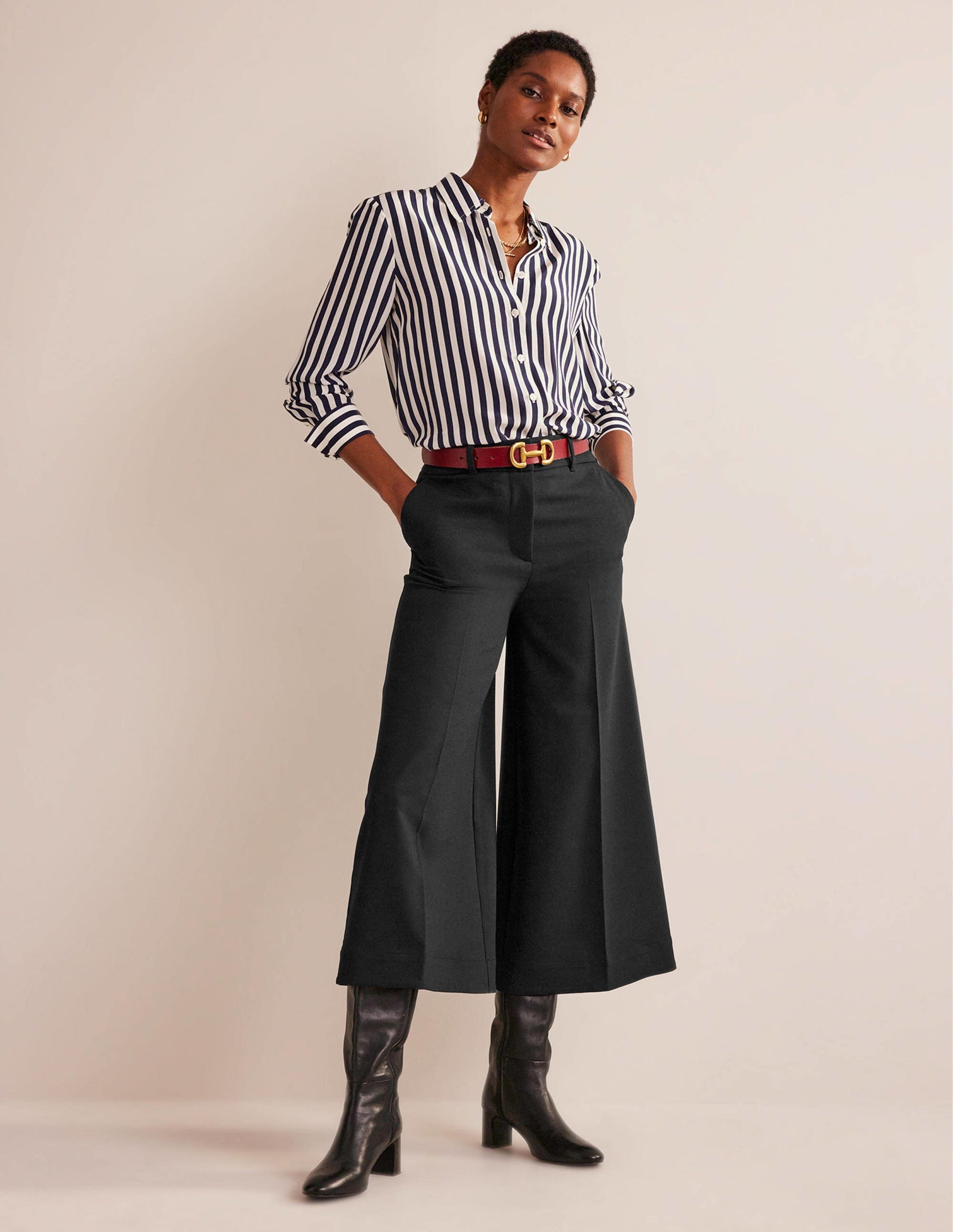 Jupe-culotte large et fluide-Noir-1