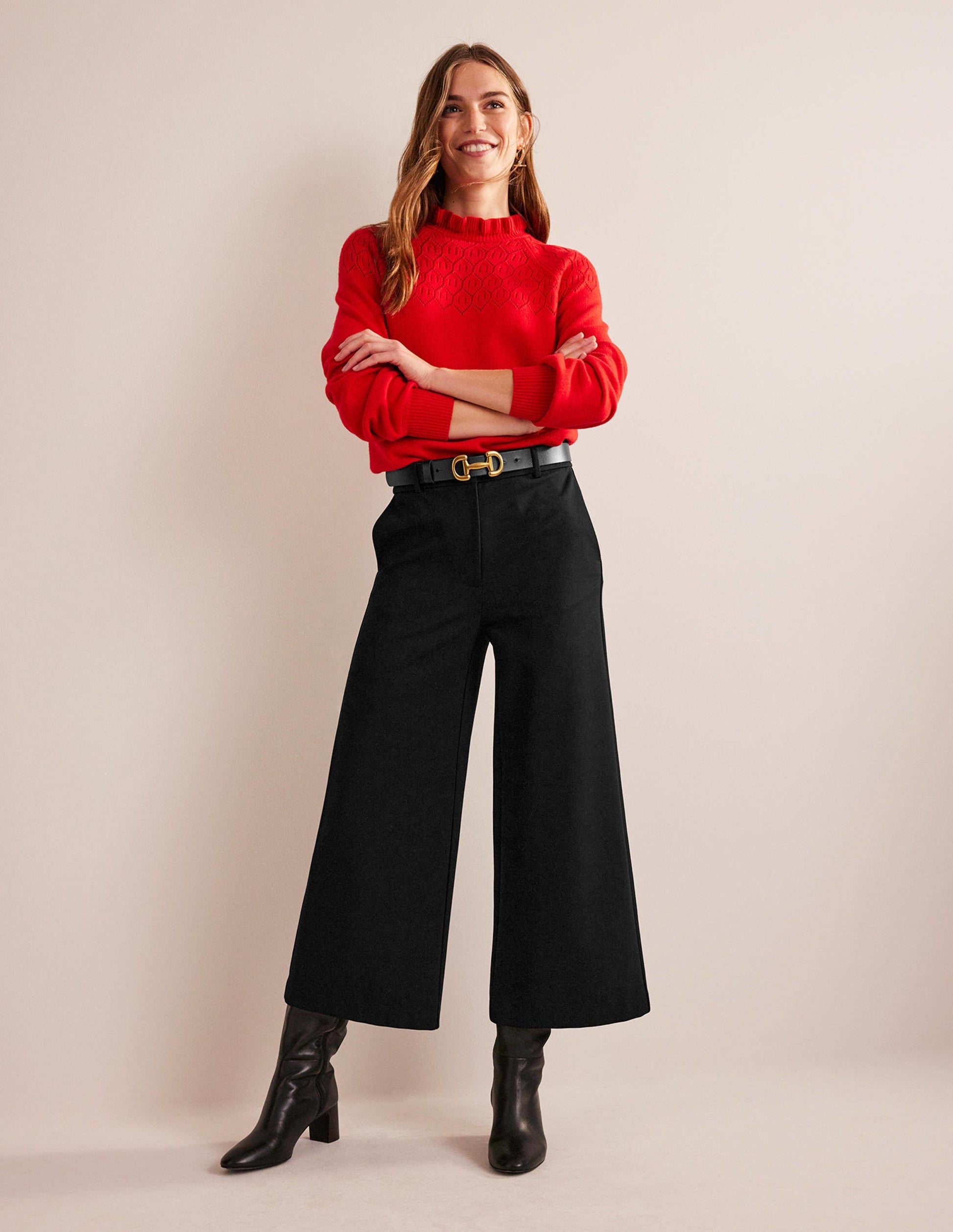 Jupe-culotte large en jersey-Noir-1