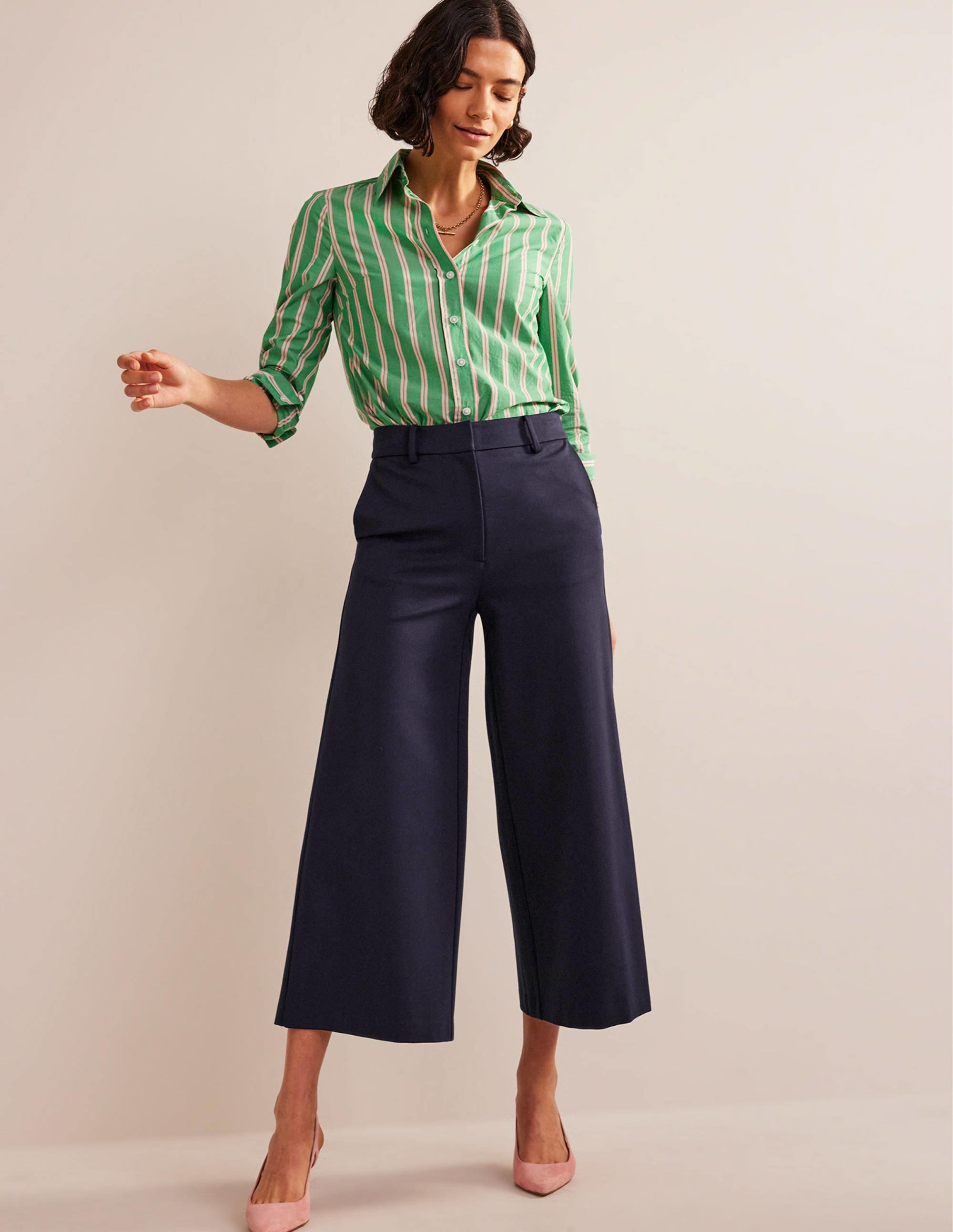 Jupe-culotte large en jersey-Bleu marine - Image 1