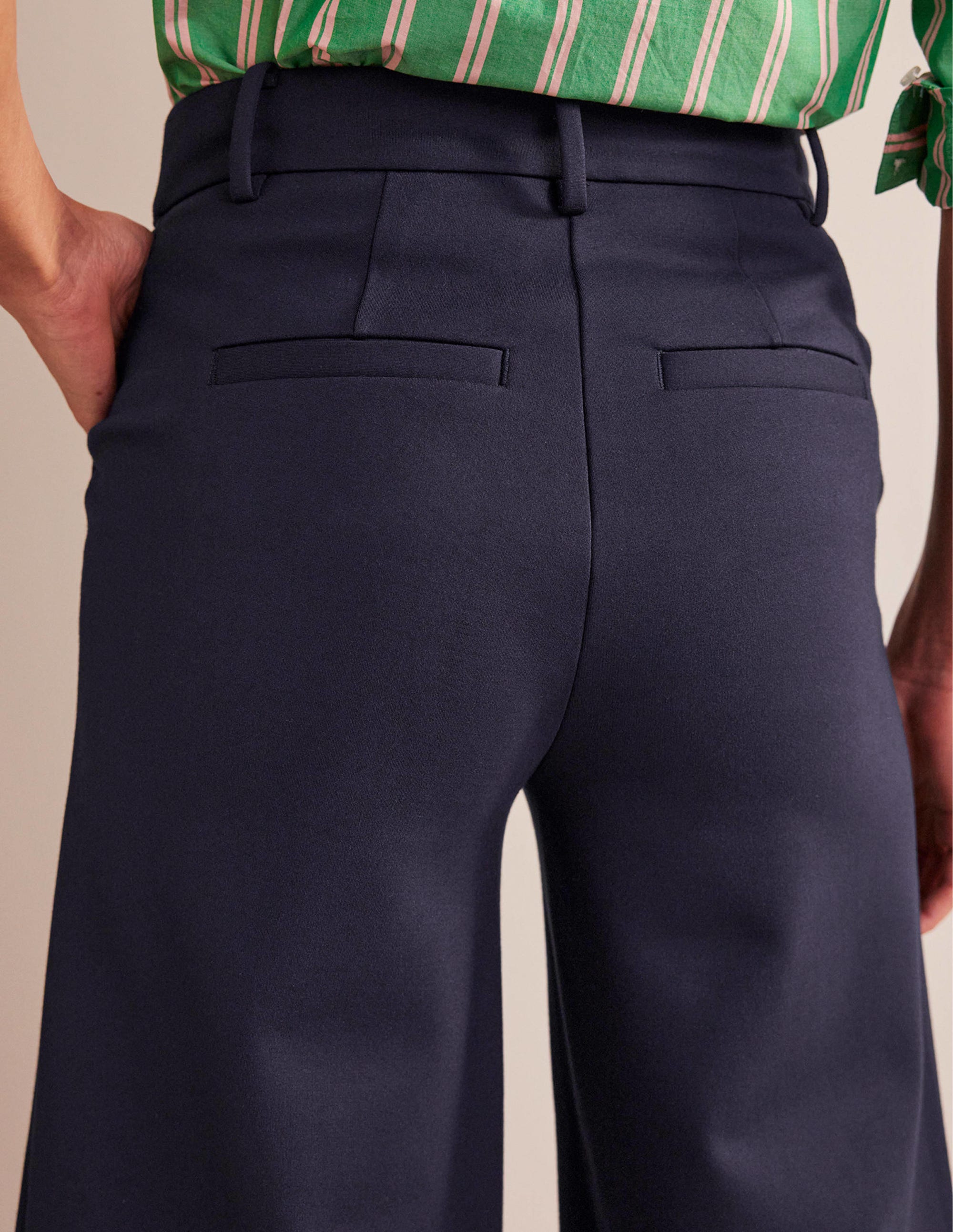 Jupe-culotte large en jersey-Bleu marine - Image 2